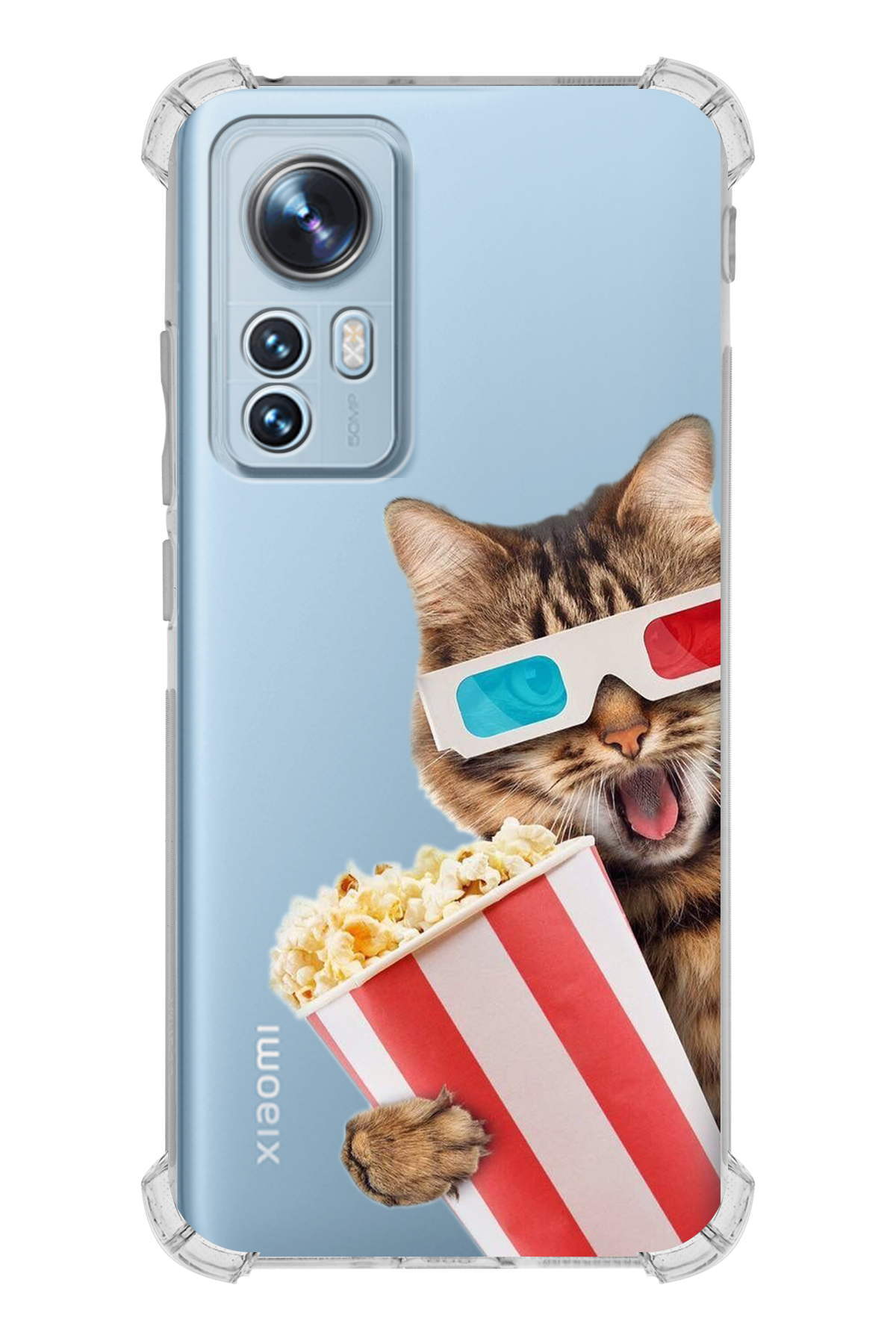 Xiaomi Mi 12 Pro Uyumlu Kedi 1 Baskılı Şeffaf Köşe Korumalı Antişok Kılıf
