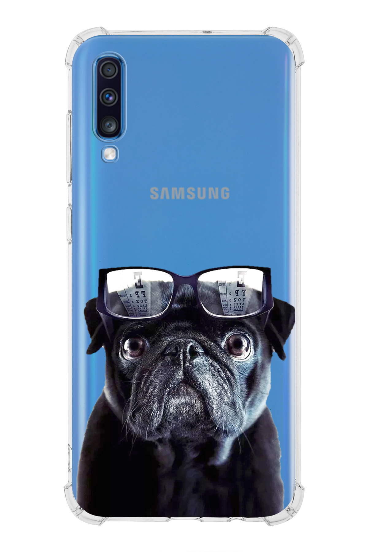 Samsung Galaxy A70 Uyumlu Köpek 3 Baskılı Şeffaf Köşe Korumalı Antişok Kılıf