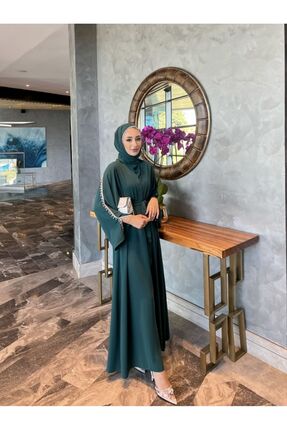 BYAYSEKORKUT Yeşil Taşlı Abaya