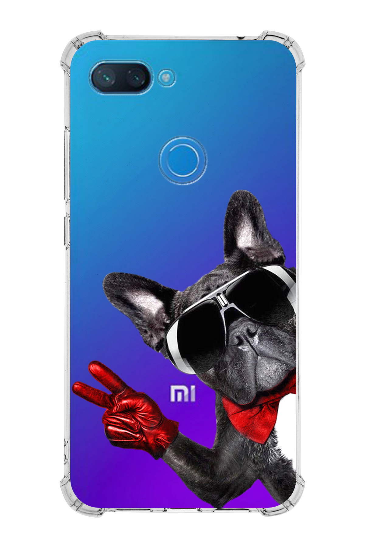 Xiaomi Mi 8 Lite Uyumlu Köpek 2 Baskılı Şeffaf Köşe Korumalı Antişok Kılıf