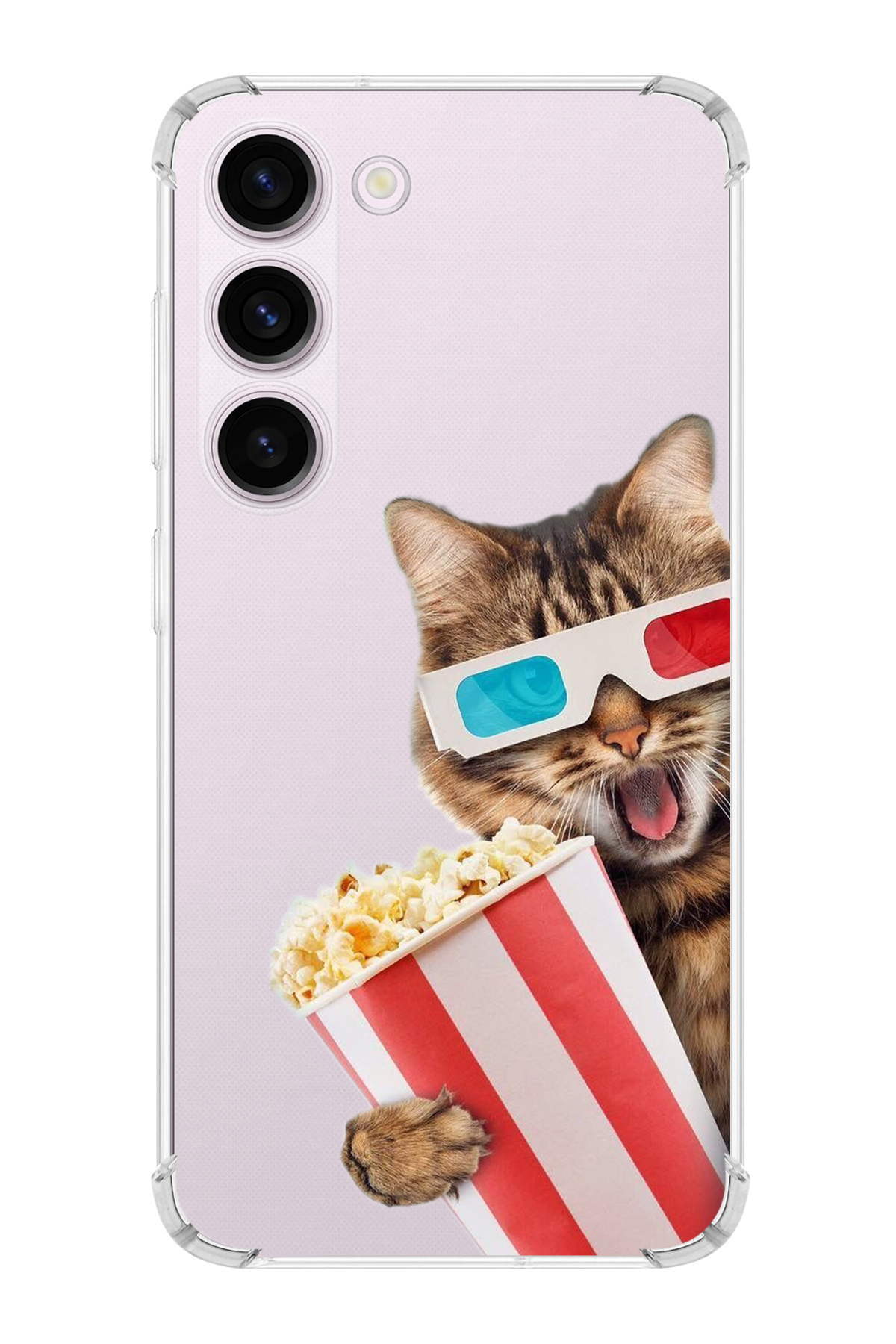 Samsung Galaxy S23 Uyumlu Kedi 1 Baskılı Şeffaf Köşe Korumalı Antişok Kılıf