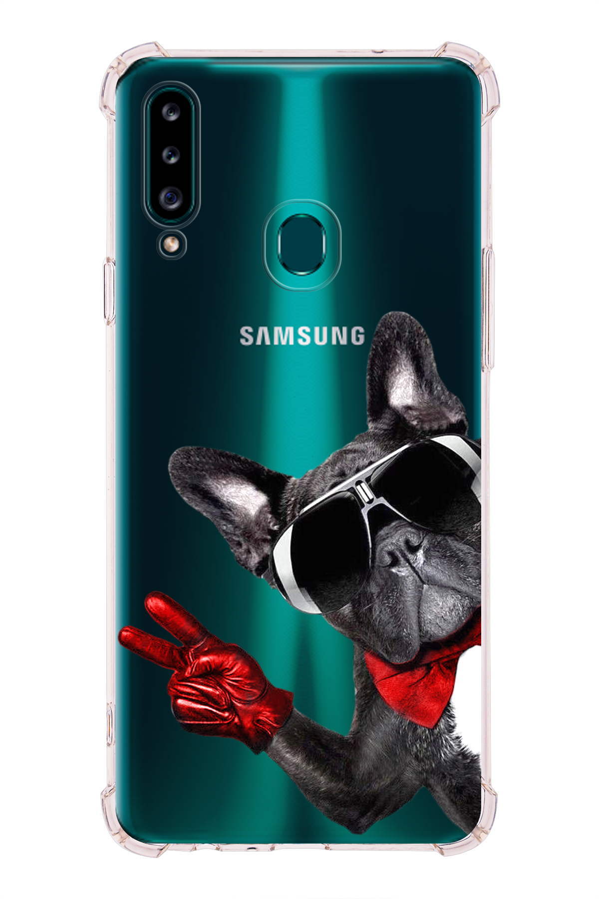 Samsung Galaxy A20S Uyumlu Köpek 2 Baskılı Şeffaf Köşe Korumalı Antişok Kılıf