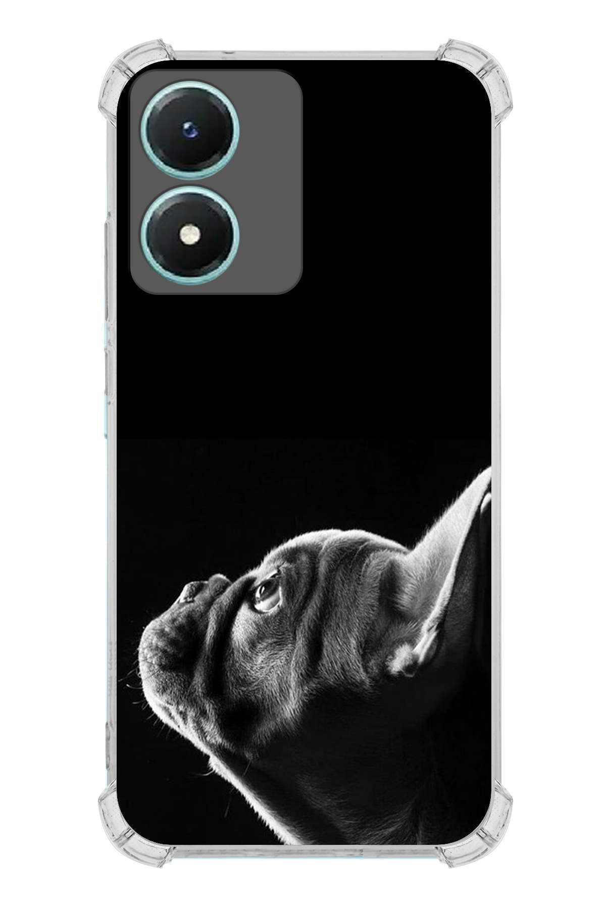 Vivo Y02s Uyumlu Köpek 1 Baskılı Şeffaf Köşe Korumalı Antişok Kılıf