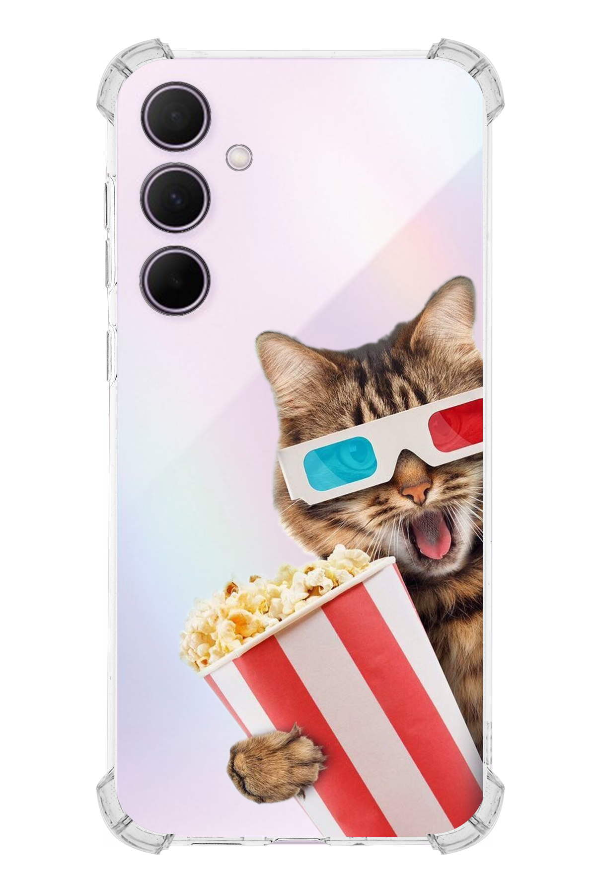 Samsung Galaxy A35 Uyumlu Kedi 1 Baskılı Şeffaf Köşe Korumalı Antişok Kılıf