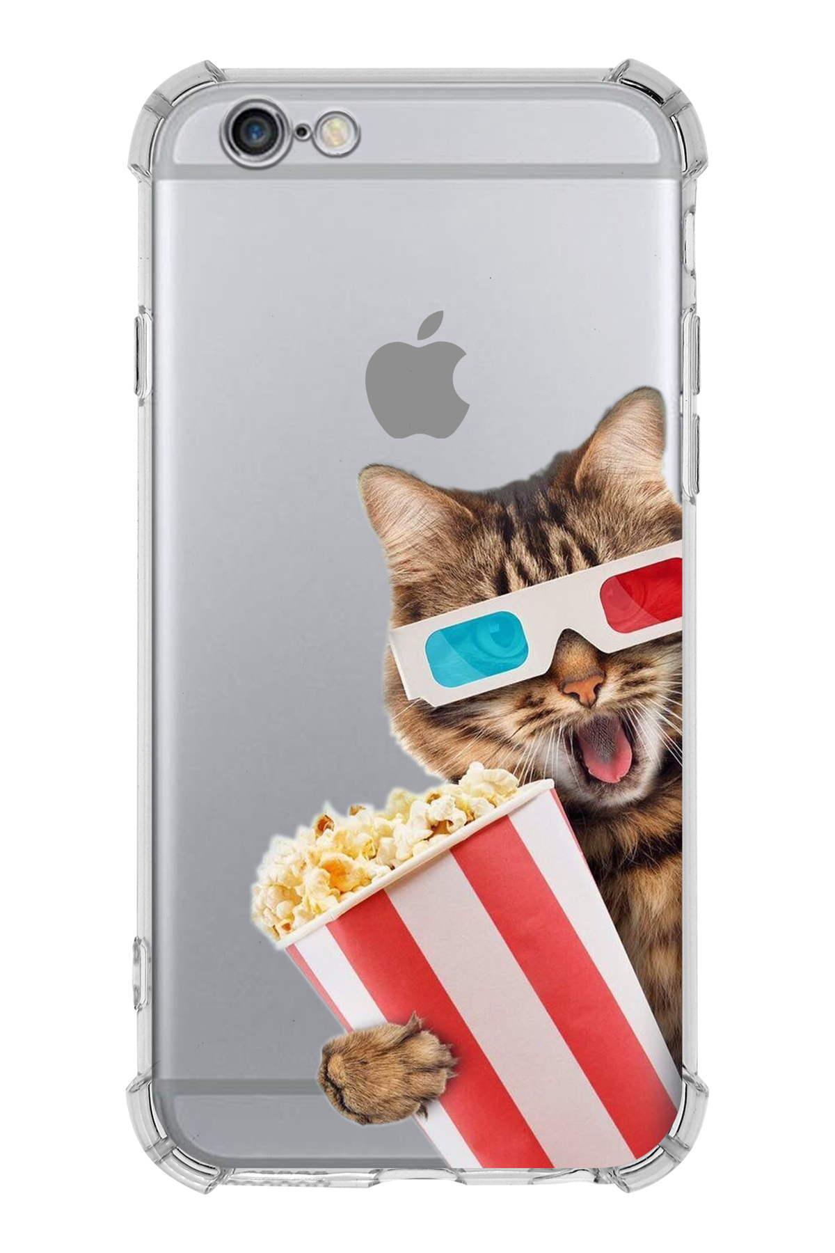 PrintiFy Apple iPhone 6S Plus Uyumlu Kedi 1 Baskılı Şeffaf Köşe Korumalı Antişok Kılıf