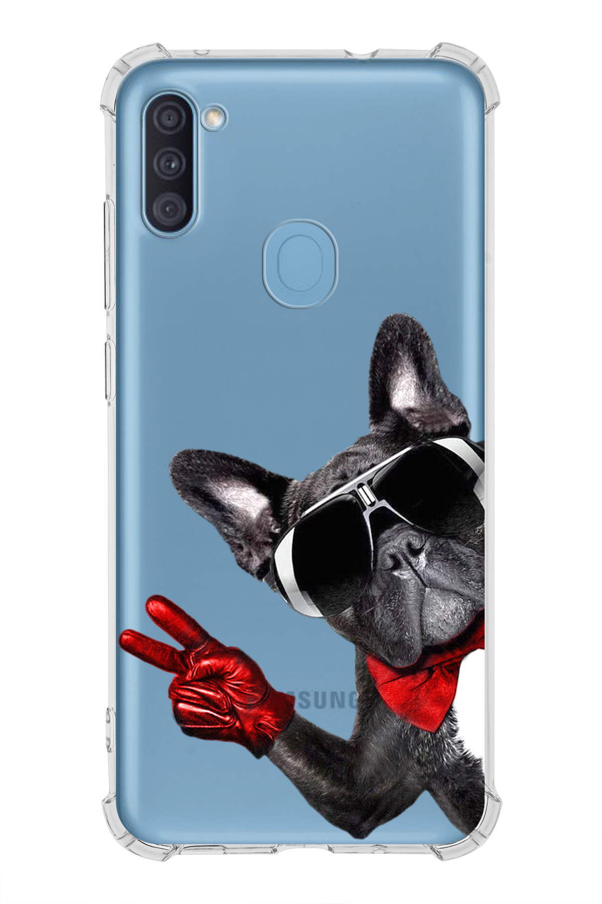 Samsung Galaxy M11 Uyumlu Köpek 2 Baskılı Şeffaf Köşe Korumalı Antişok Kılıf