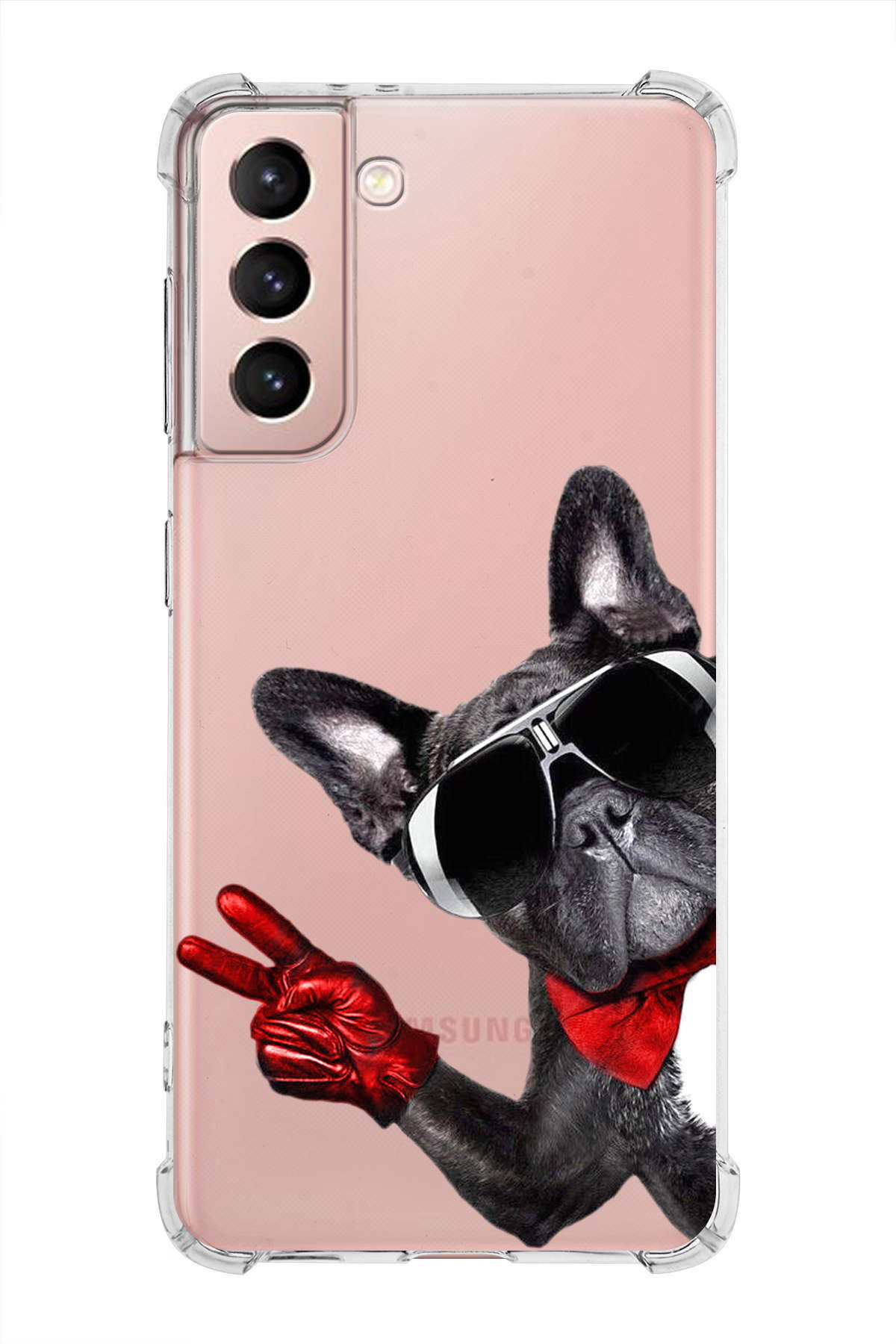 Samsung Galaxy S21 FE Uyumlu Köpek 2 Baskılı Şeffaf Köşe Korumalı Antişok Kılıf