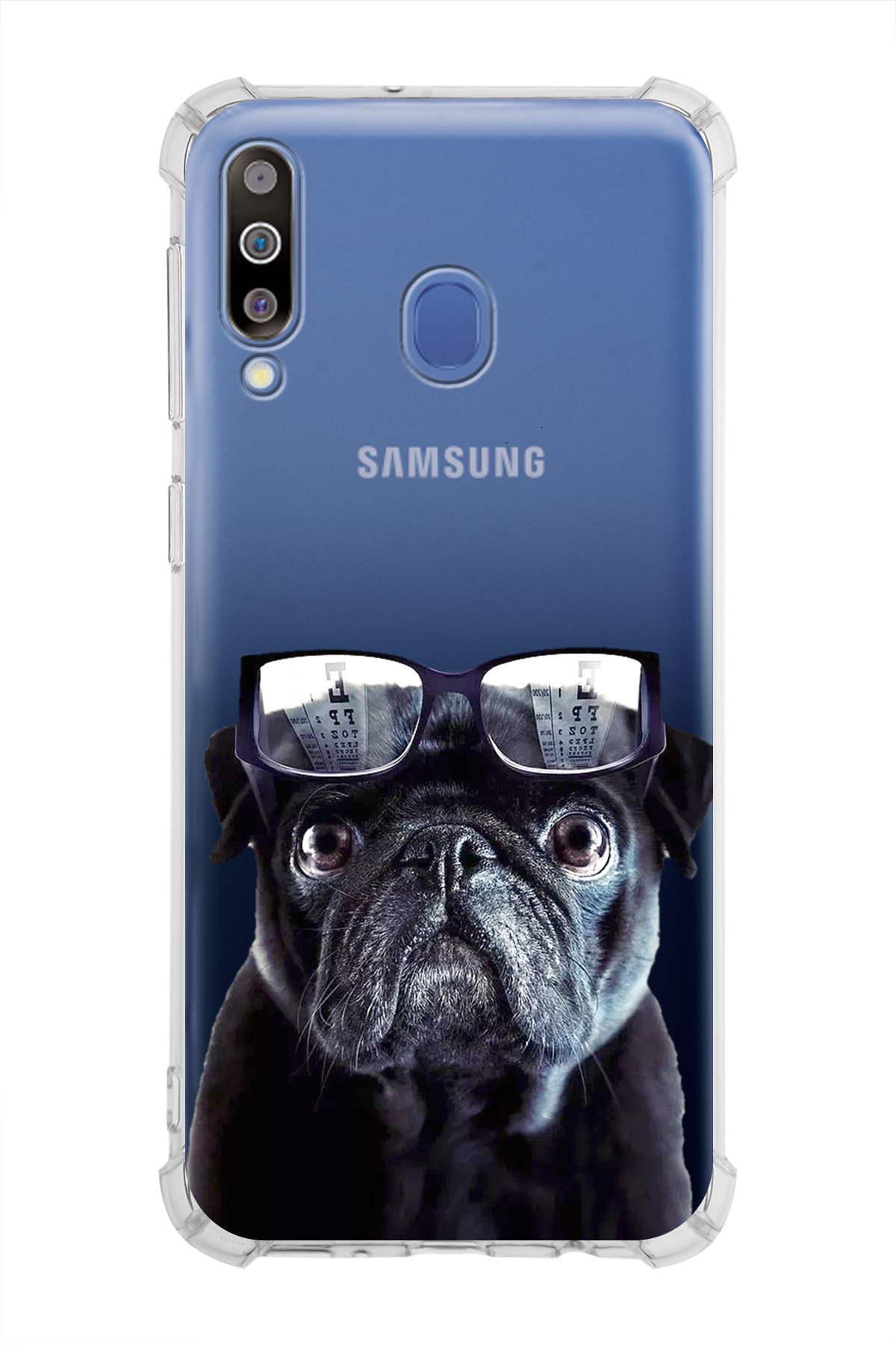 Samsung Galaxy M30 Uyumlu Köpek 3 Baskılı Şeffaf Köşe Korumalı Antişok Kılıf