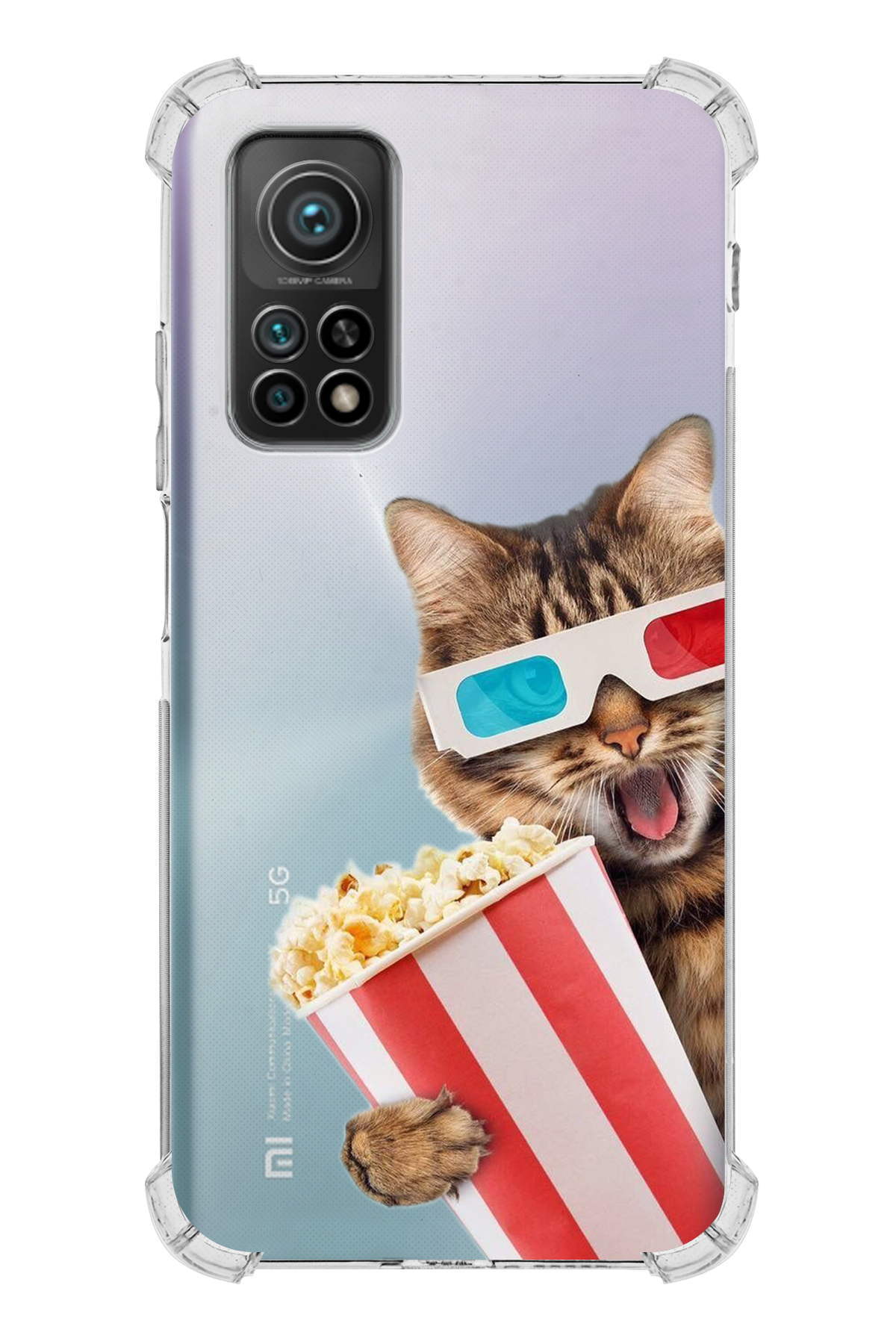 Xiaomi Mi 10 T Pro Uyumlu Kedi 1 Baskılı Şeffaf Köşe Korumalı Antişok Kılıf