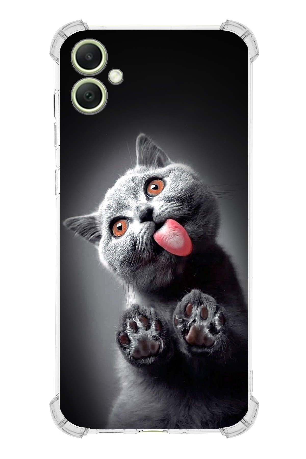 Samsung Galaxy A05 Uyumlu Kedi 2 Baskılı Şeffaf Köşe Korumalı Antişok Kılıf