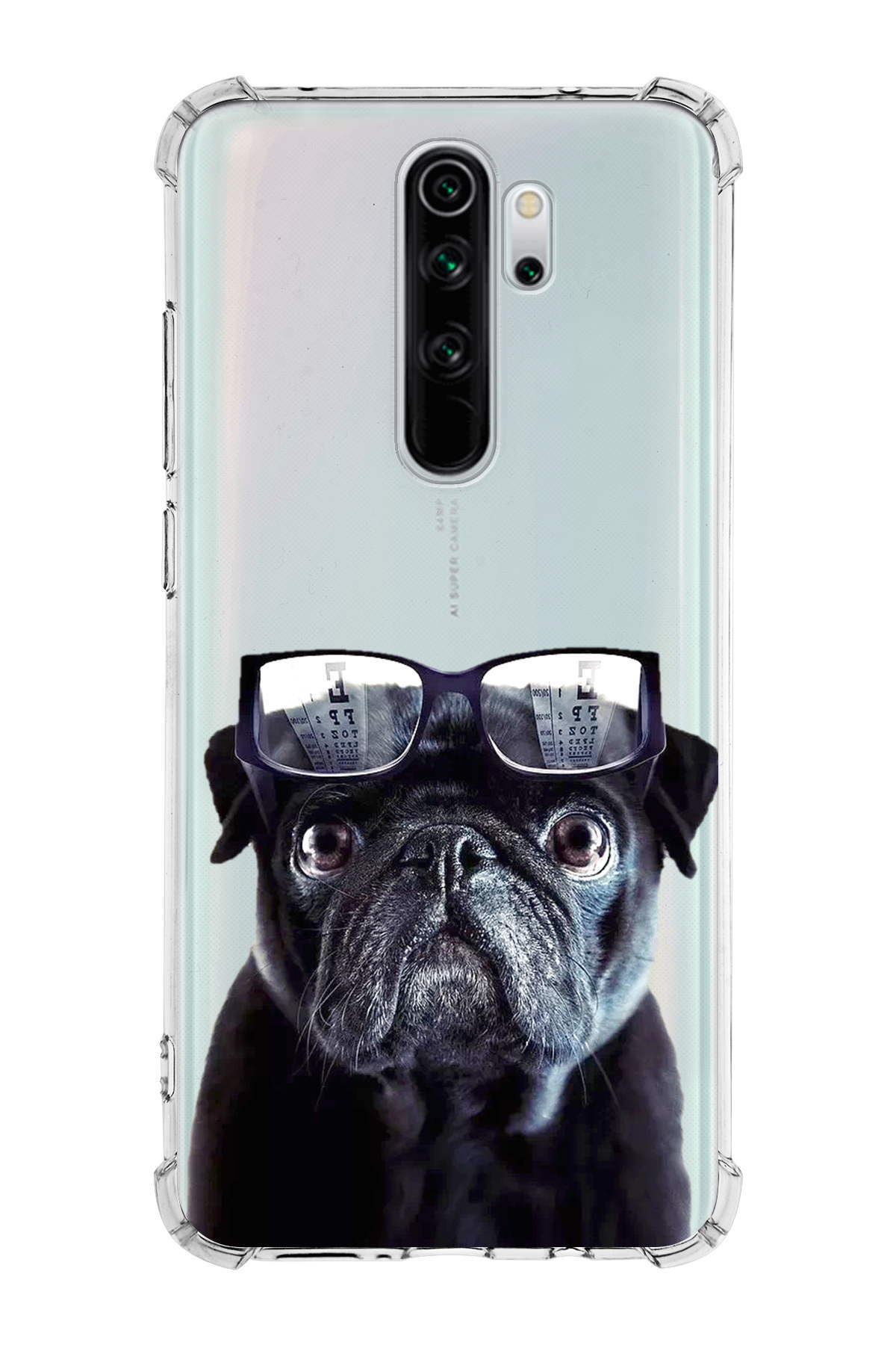 Xiaomi Note 8 Pro Uyumlu Köpek 3 Baskılı Şeffaf Köşe Korumalı Antişok Kılıf