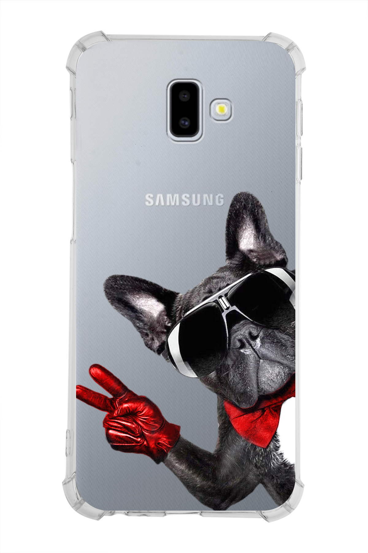 Samsung Galaxy J6 Uyumlu Köpek 2 Baskılı Şeffaf Köşe Korumalı Antişok Kılıf
