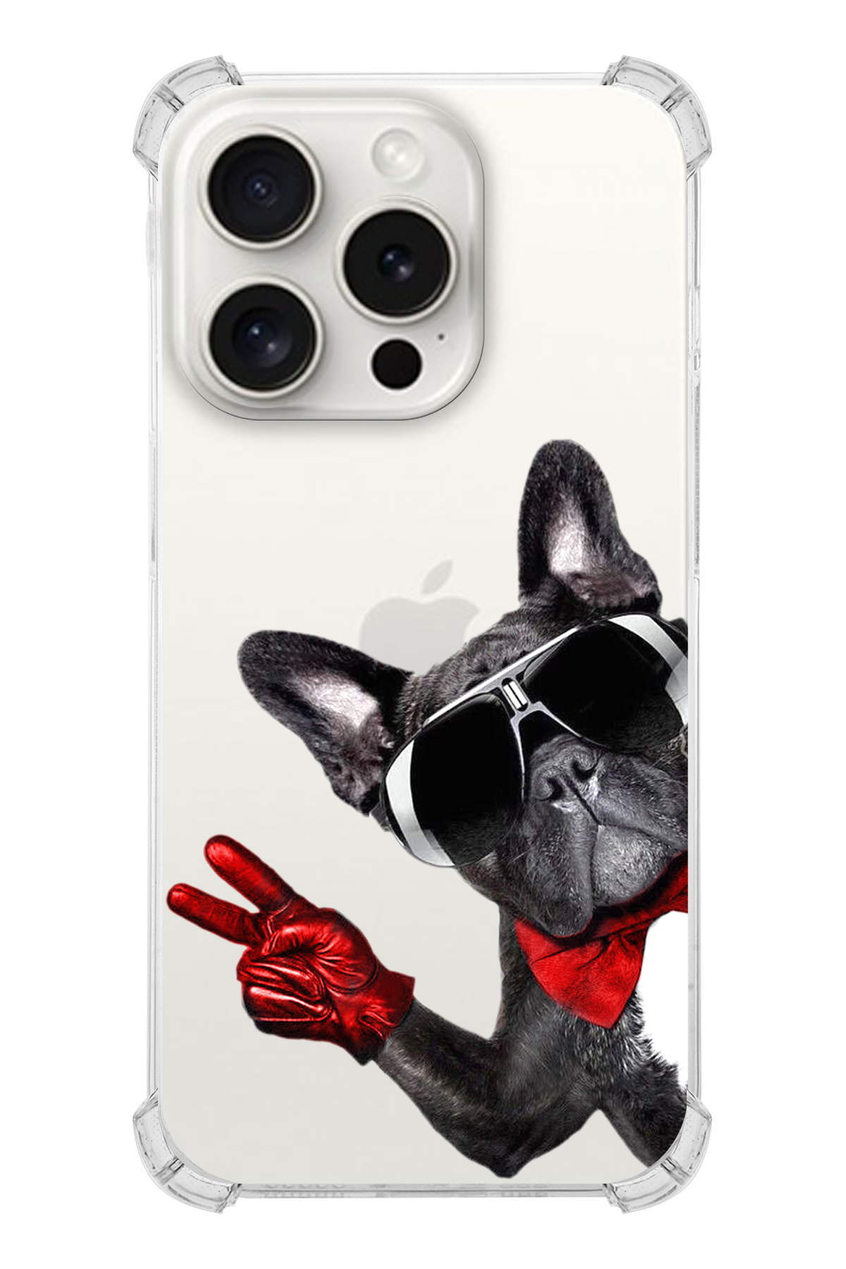 PrintiFy Apple iPhone 15 Pro Uyumlu Köpek 2 Baskılı Şeffaf Köşe Korumalı Antişok Kılıf