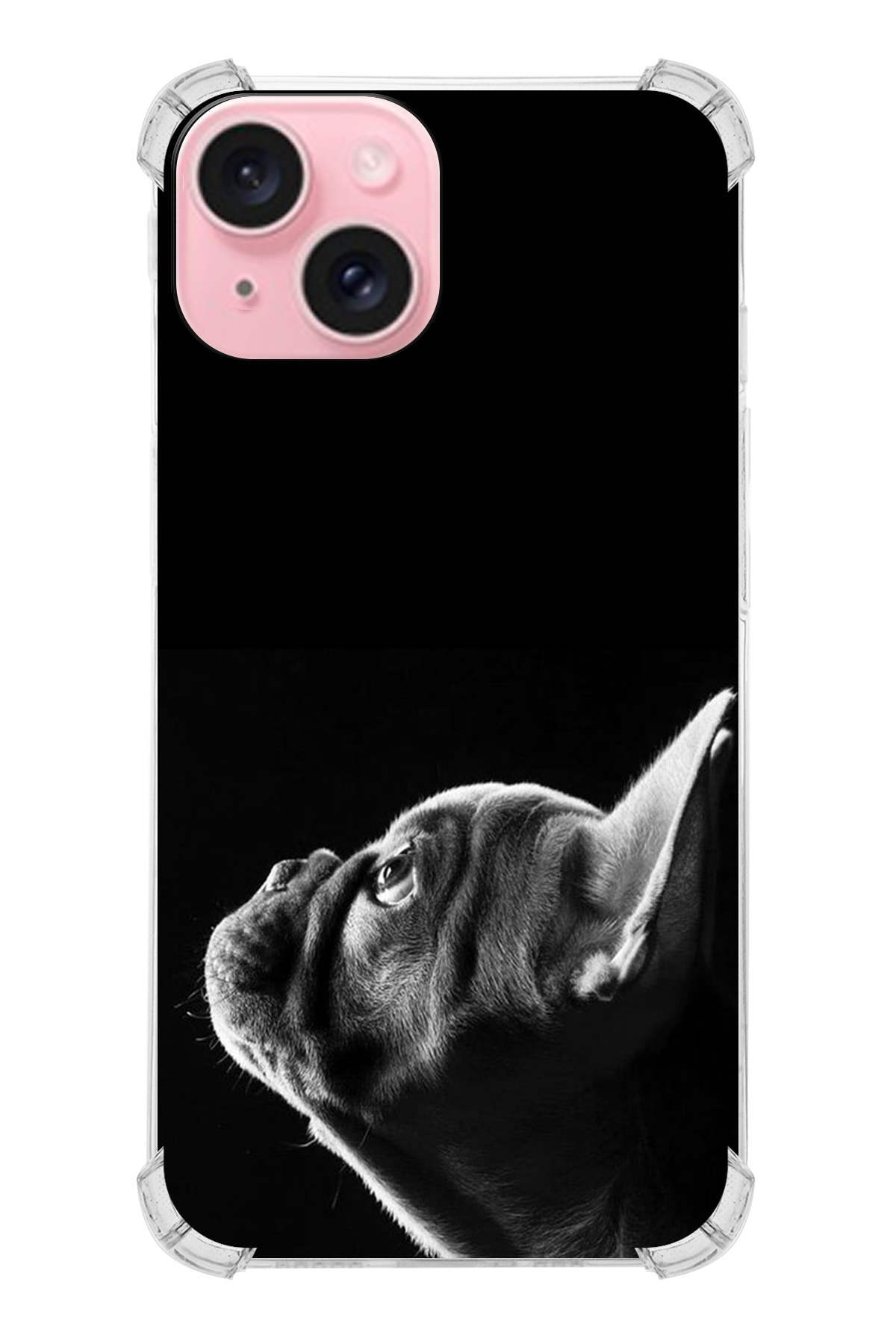 PrintiFy Apple iPhone 15 Plus Uyumlu Köpek 1 Baskılı Şeffaf Köşe Korumalı Antişok Kılıf