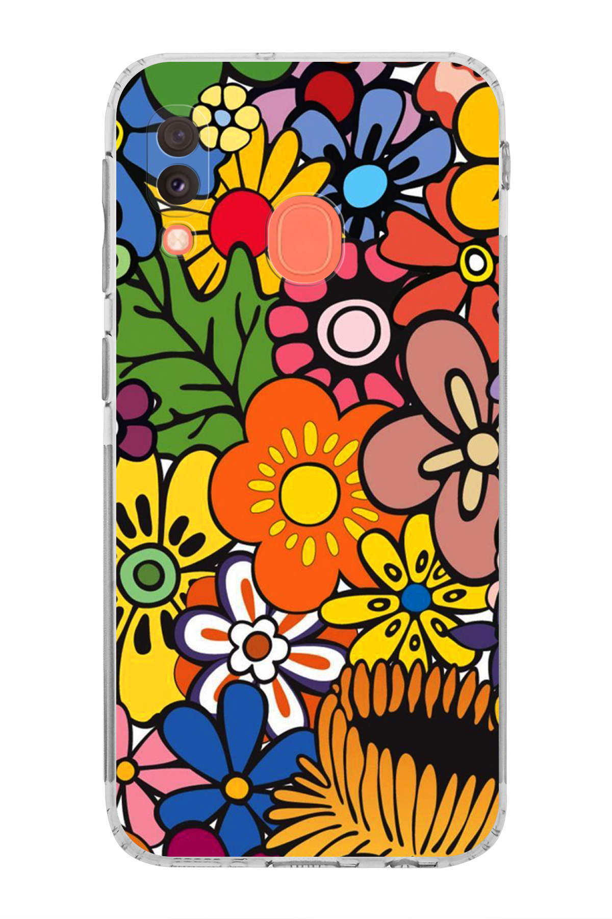 Samsung Galaxy A20e ile Uyumlu Retro Color 2 Kamera Korumalı Şeffaf Kılıf