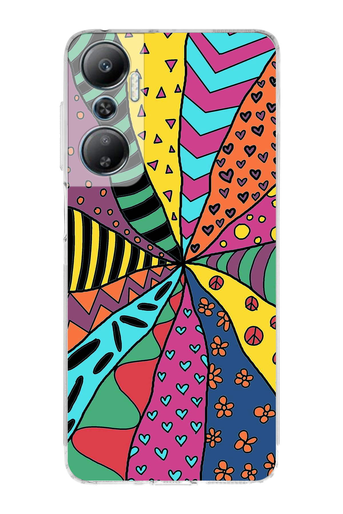 İnfinix Hot 20 ile Uyumlu Retro Color 4 Kamera Korumalı Şeffaf Kılıf