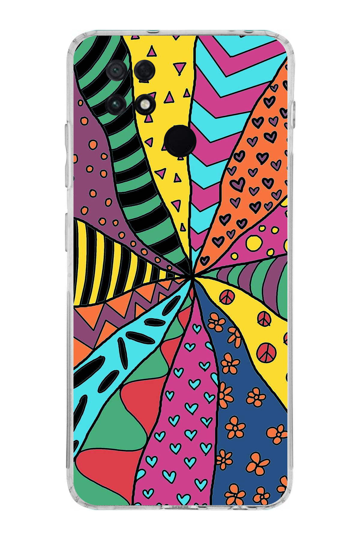 POCO C40 ile Uyumlu Retro Color 4 Kamera Korumalı Şeffaf Kılıf