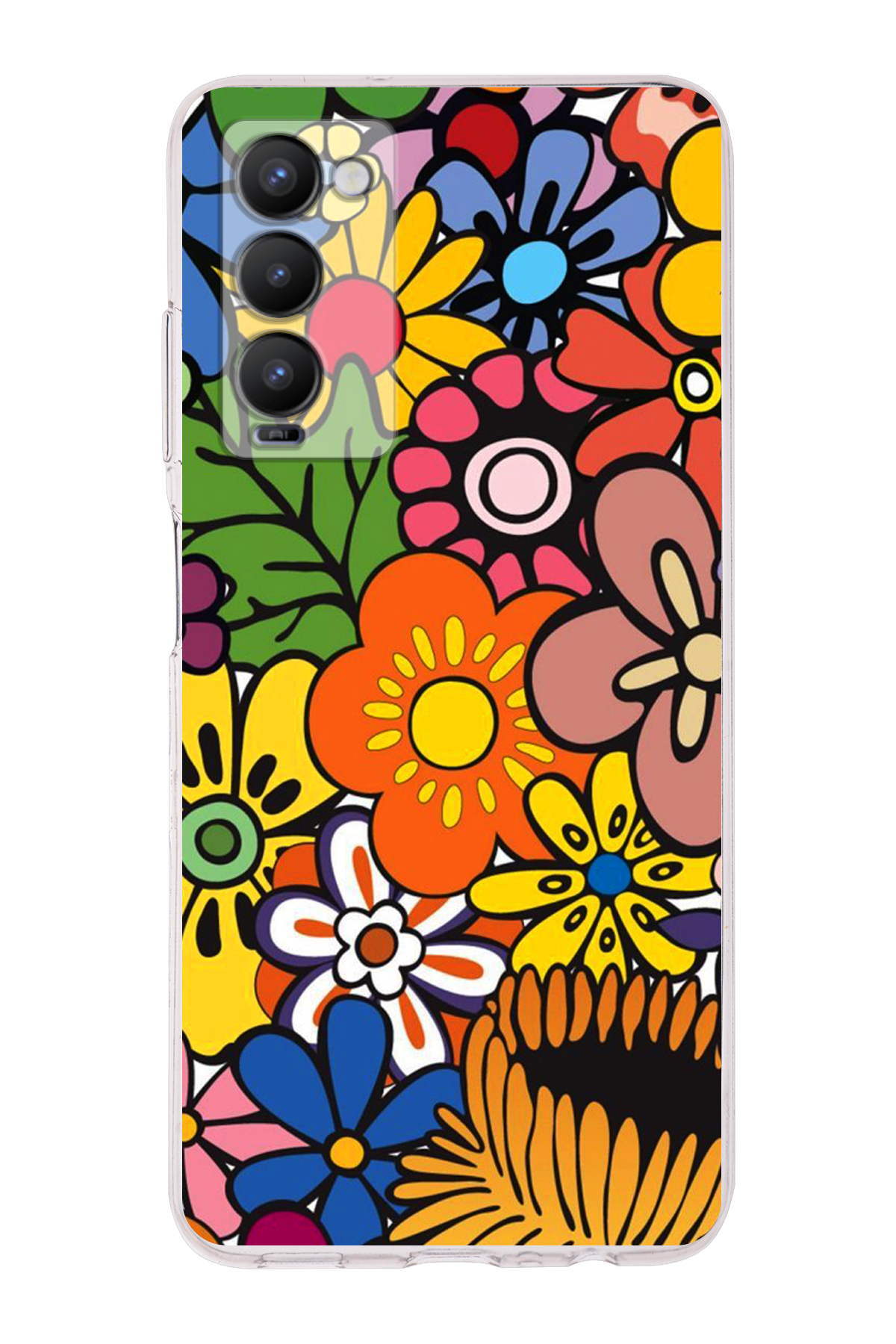 Tecno Camon 18 ile Uyumlu Retro Color 2 Kamera Korumalı Şeffaf Kılıf