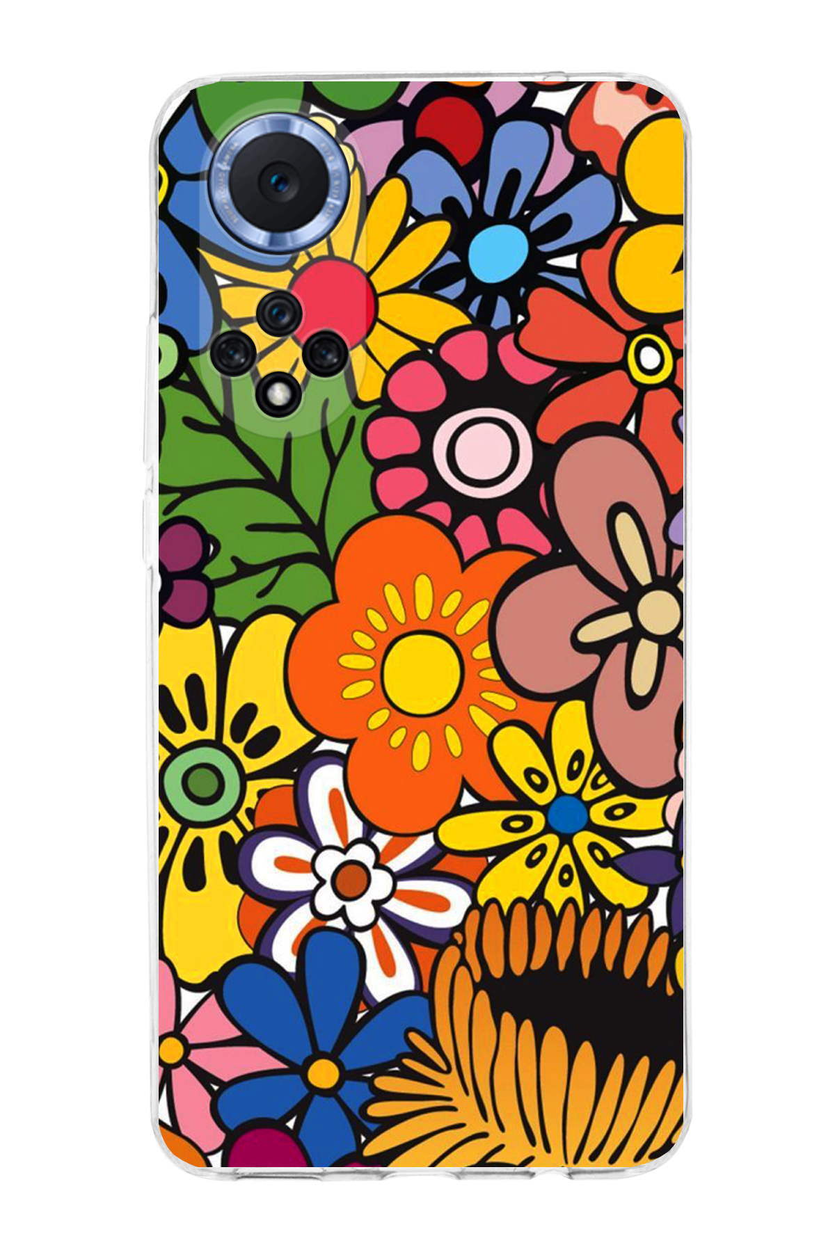 Huawei Nova 9 ile Uyumlu Retro Color 2 Kamera Korumalı Şeffaf Kılıf