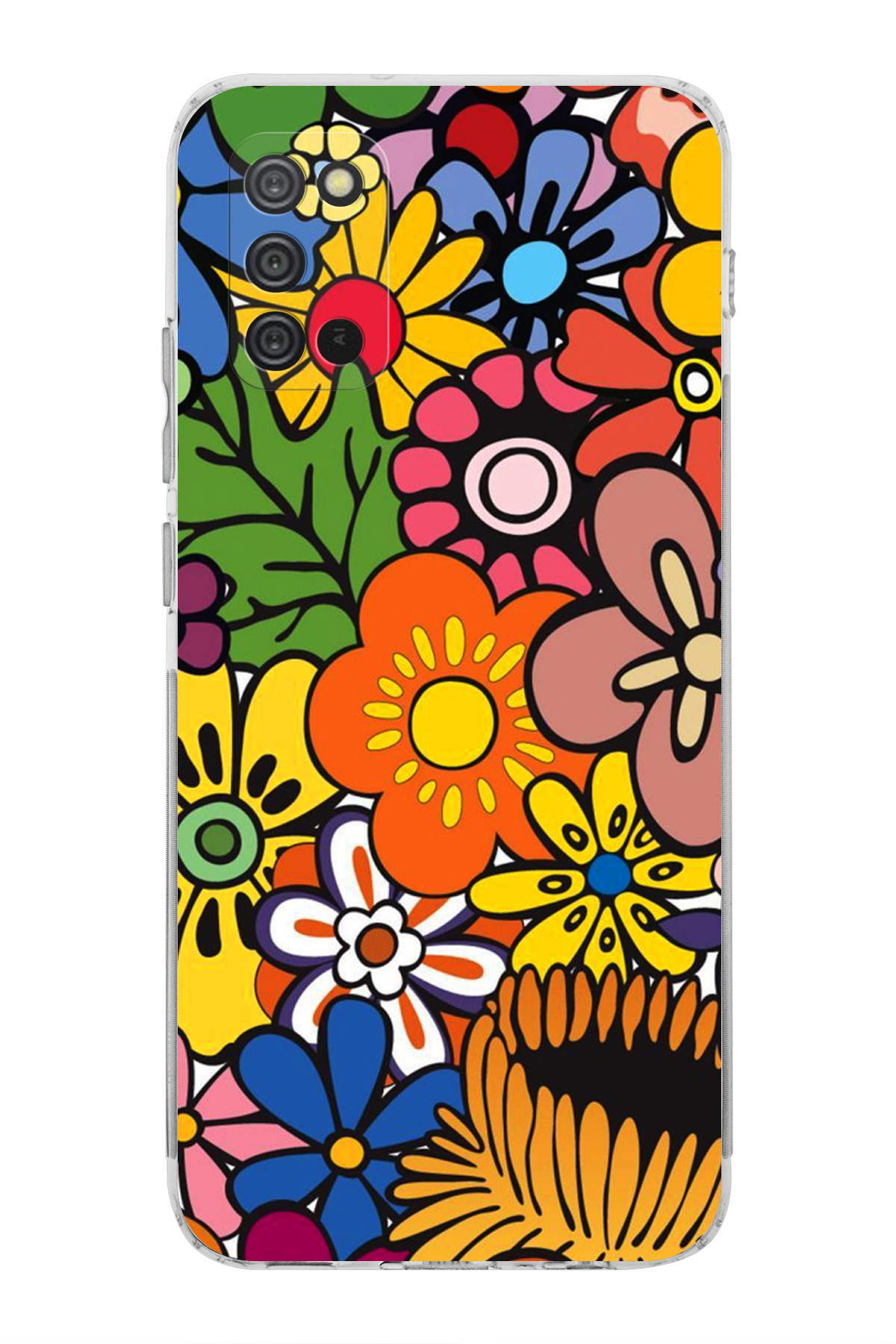 Samsung Galaxy A02s ile Uyumlu Retro Color 2 Kamera Korumalı Şeffaf Kılıf