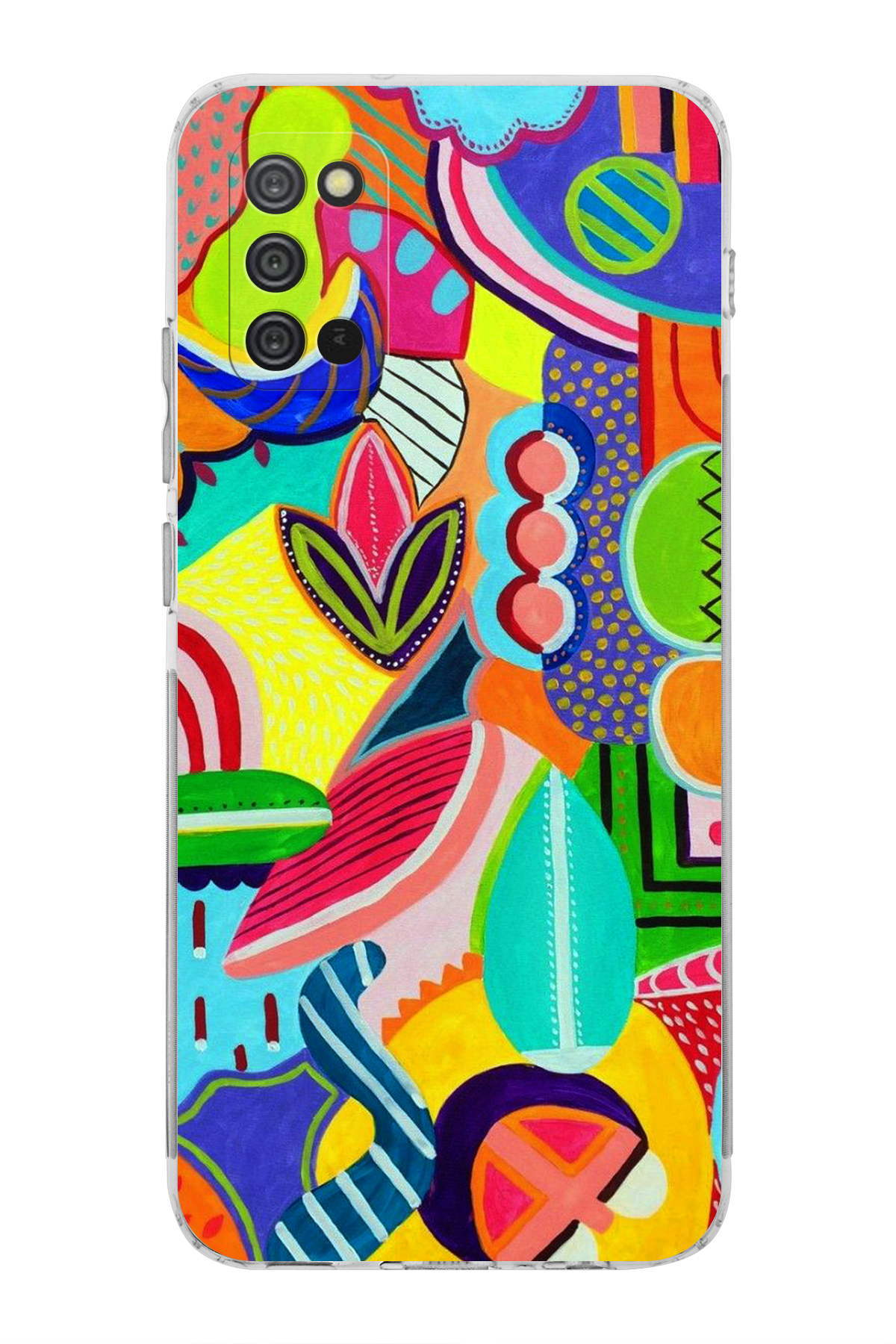 Samsung Galaxy A02s ile Uyumlu Retro Color 6 Kamera Korumalı Şeffaf Kılıf