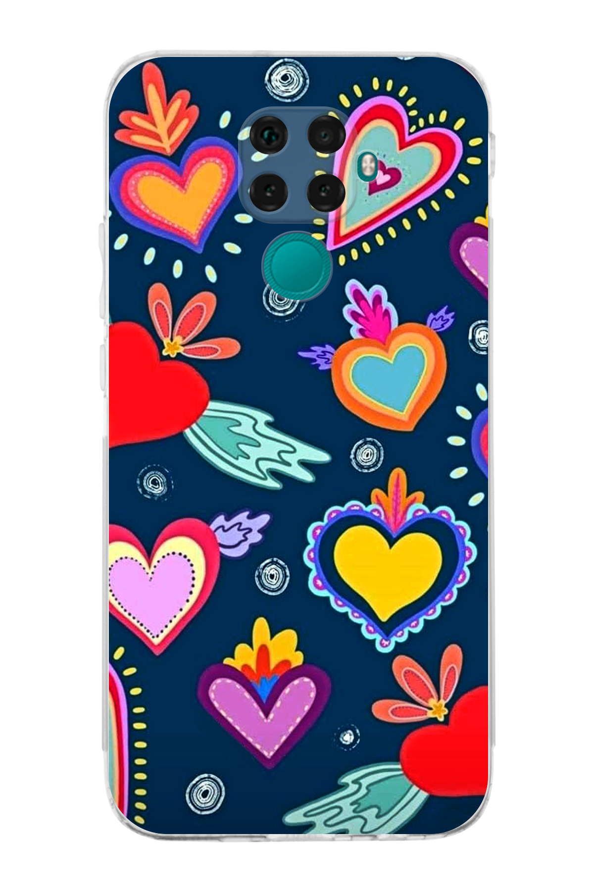 Huawei Mate 30 Lite ile Uyumlu Retro Color 3 Kamera Korumalı Şeffaf Kılıf