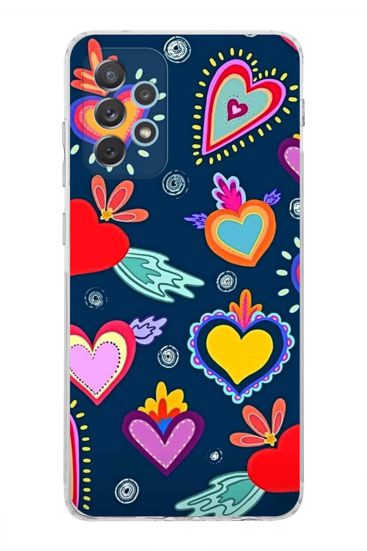 Samsung Galaxy A13 ile Uyumlu Retro Color 3 Kamera Korumalı Şeffaf Kılıf