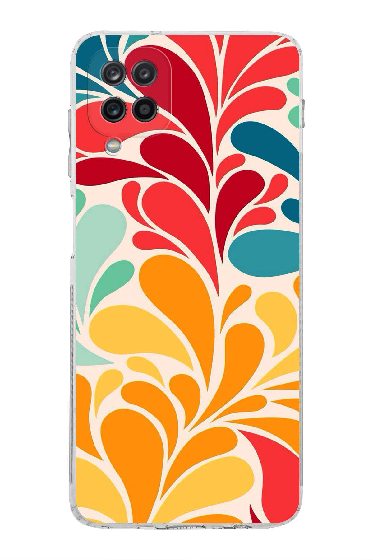 Samsung Galaxy A12 ile Uyumlu Retro Color 5 Kamera Korumalı Şeffaf Kılıf