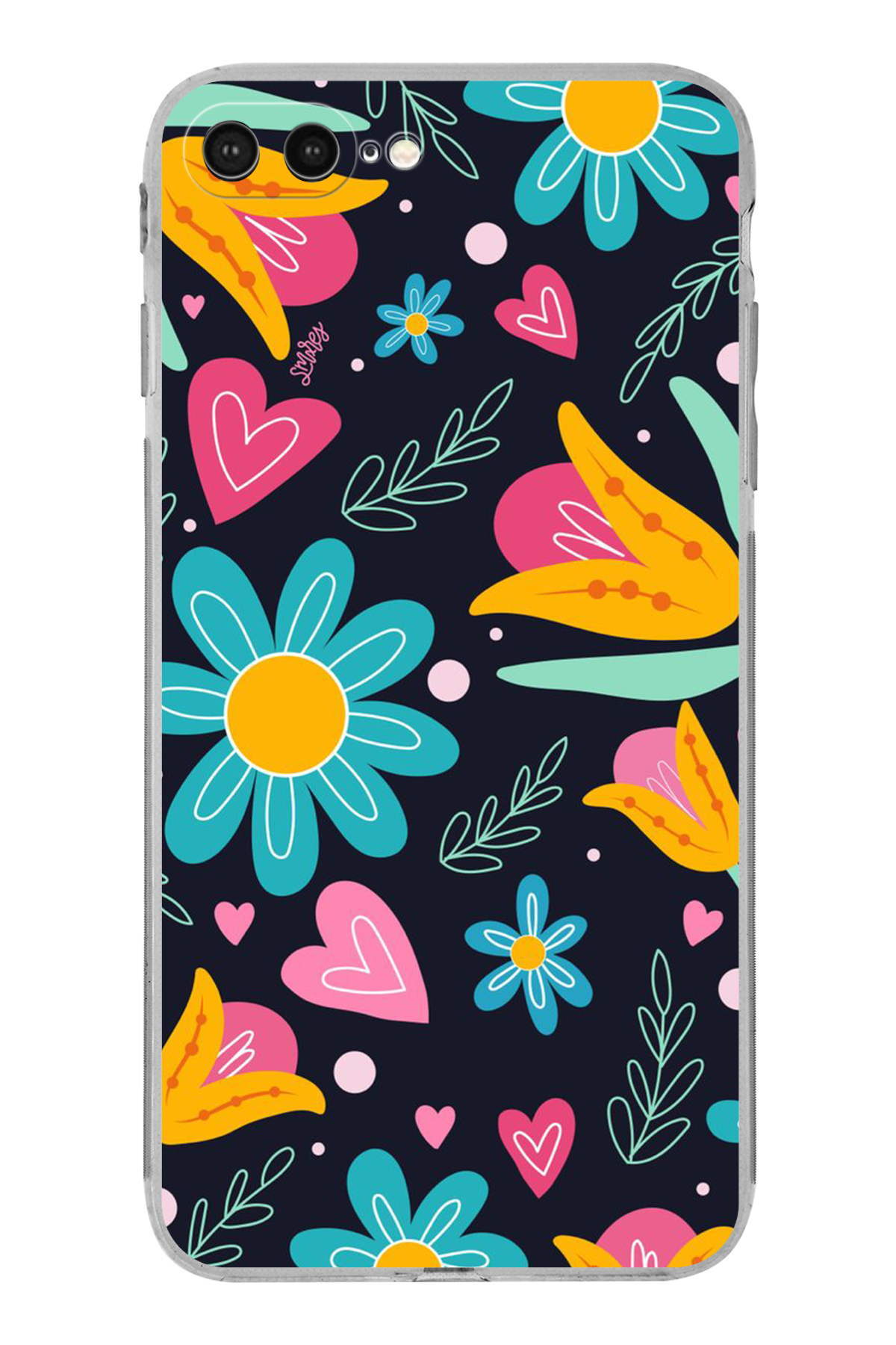 iPhone 7 Plus ile Uyumlu Retro Color 1 Kamera Korumalı Şeffaf Kılıf