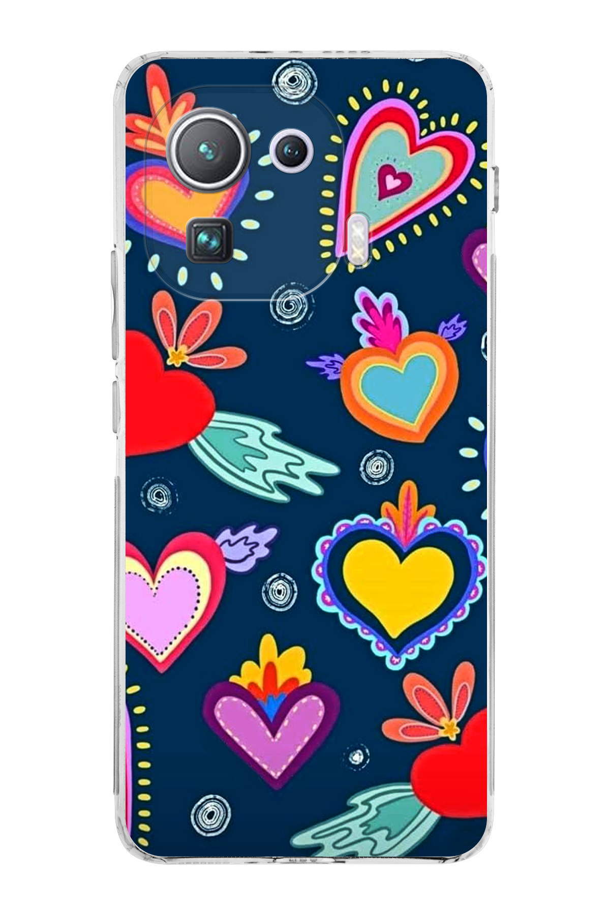 Xiaomi Mi 11 Pro ile Uyumlu Retro Color 3 Kamera Korumalı Şeffaf Kılıf