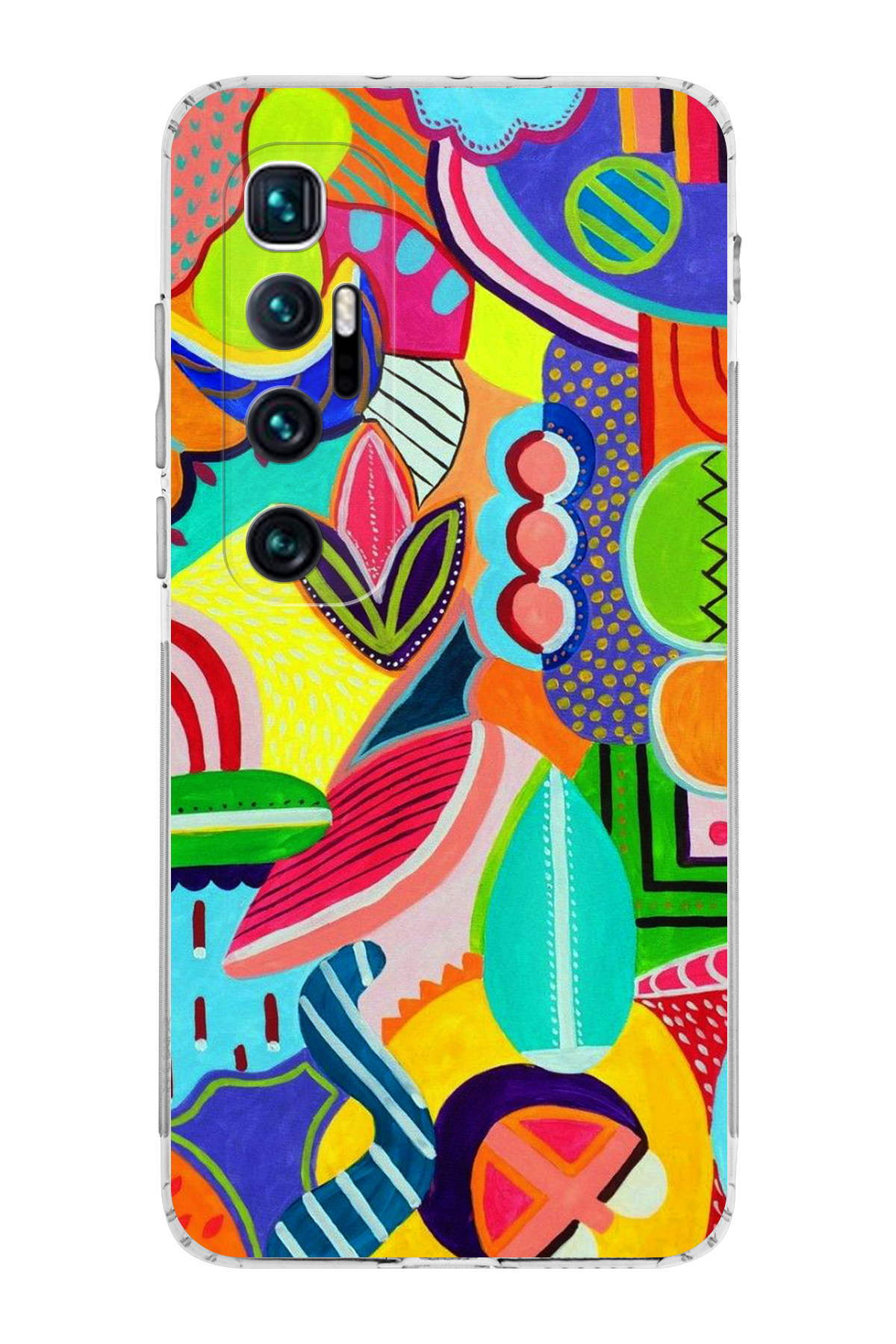 Xiaomi Mi 10 Pro ile Uyumlu Retro Color 6 Kamera Korumalı Şeffaf Kılıf