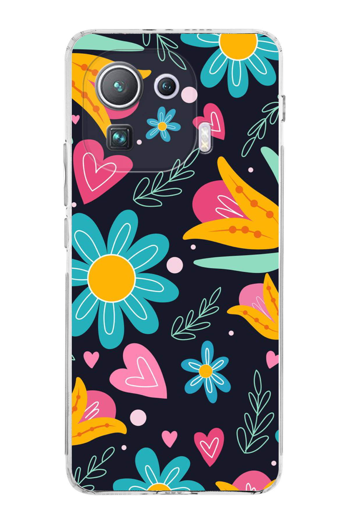 Xiaomi Mi 11 Pro ile Uyumlu Retro Color 1 Kamera Korumalı Şeffaf Kılıf