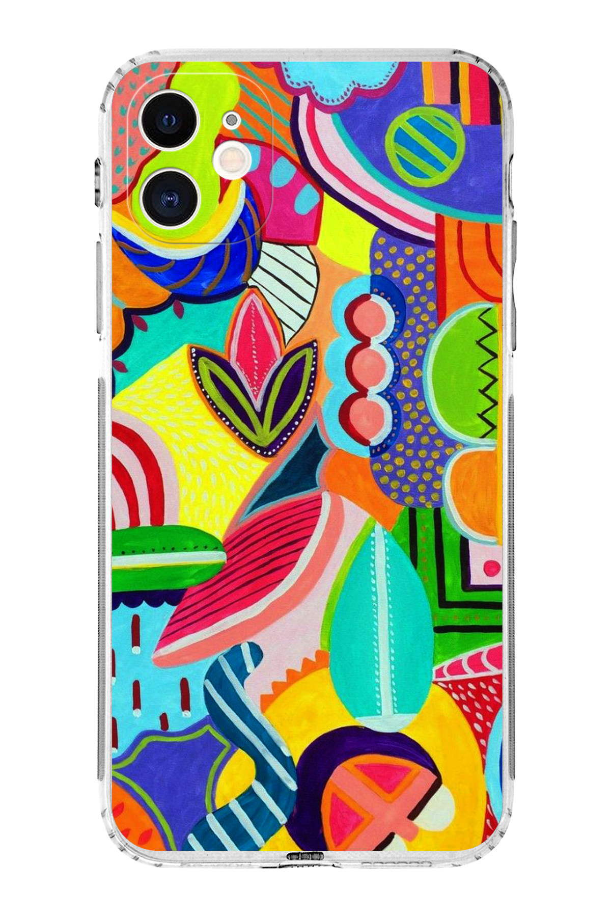 iPhone 11 ile Uyumlu Retro Color 6 Kamera Korumalı Şeffaf Kılıf