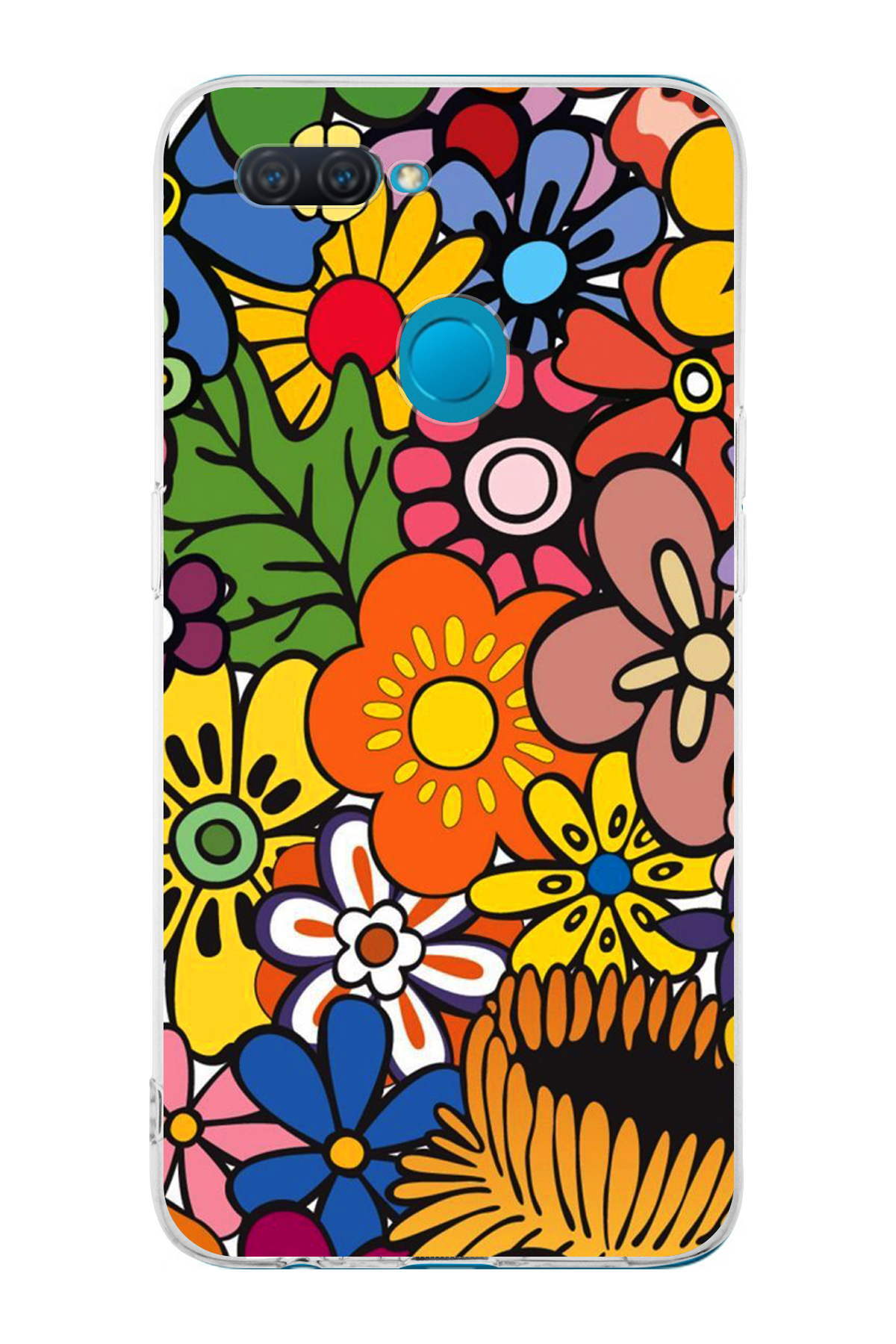 Oppo AX7 ile Uyumlu Retro Color 2 Kamera Korumalı Şeffaf Kılıf