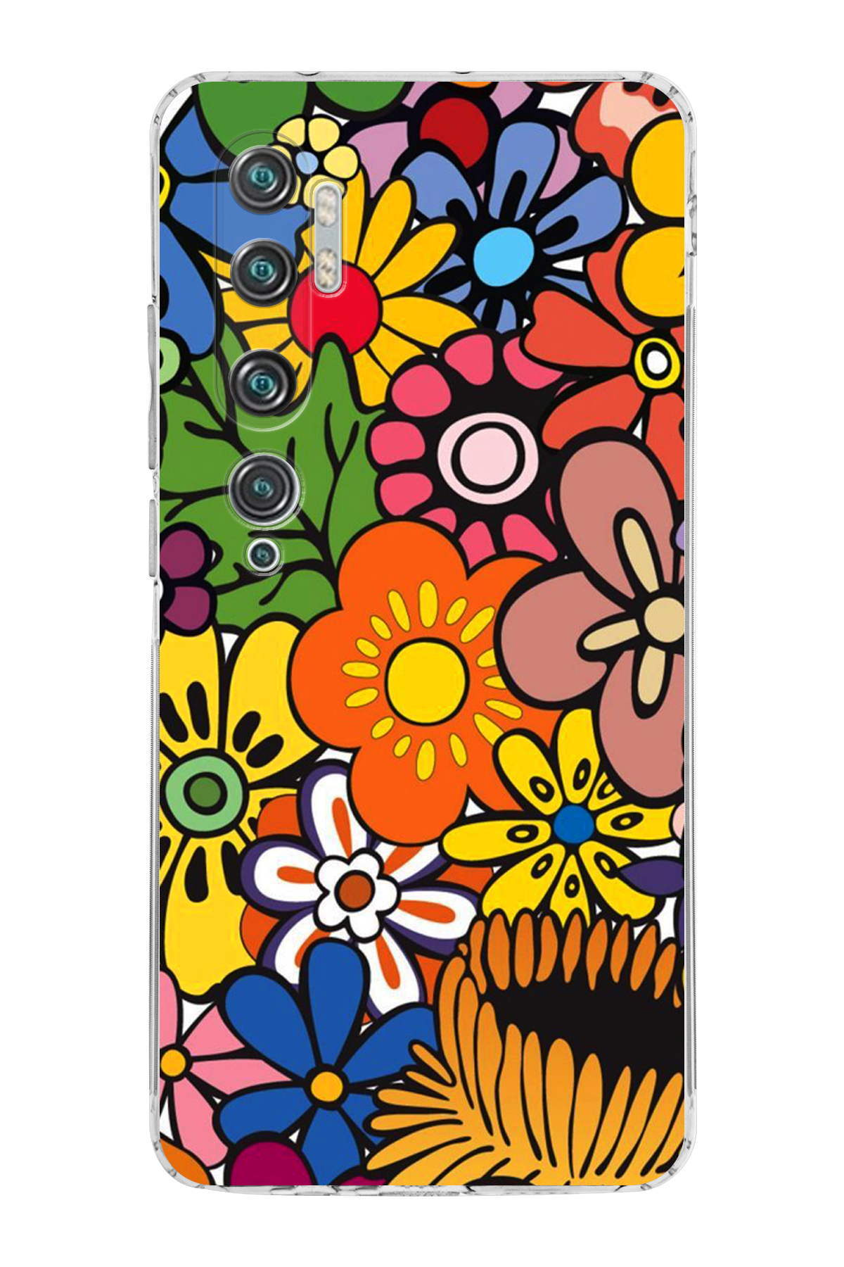 Xiaomi Mi Note 10 ile Uyumlu Retro Color 2 Kamera Korumalı Şeffaf Kılıf