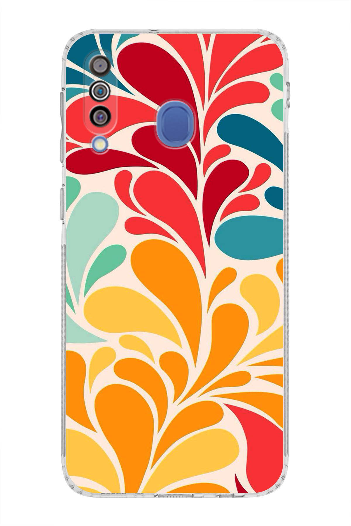 Samsung Galaxy M30 ile Uyumlu Retro Color 5 Kamera Korumalı Şeffaf Kılıf