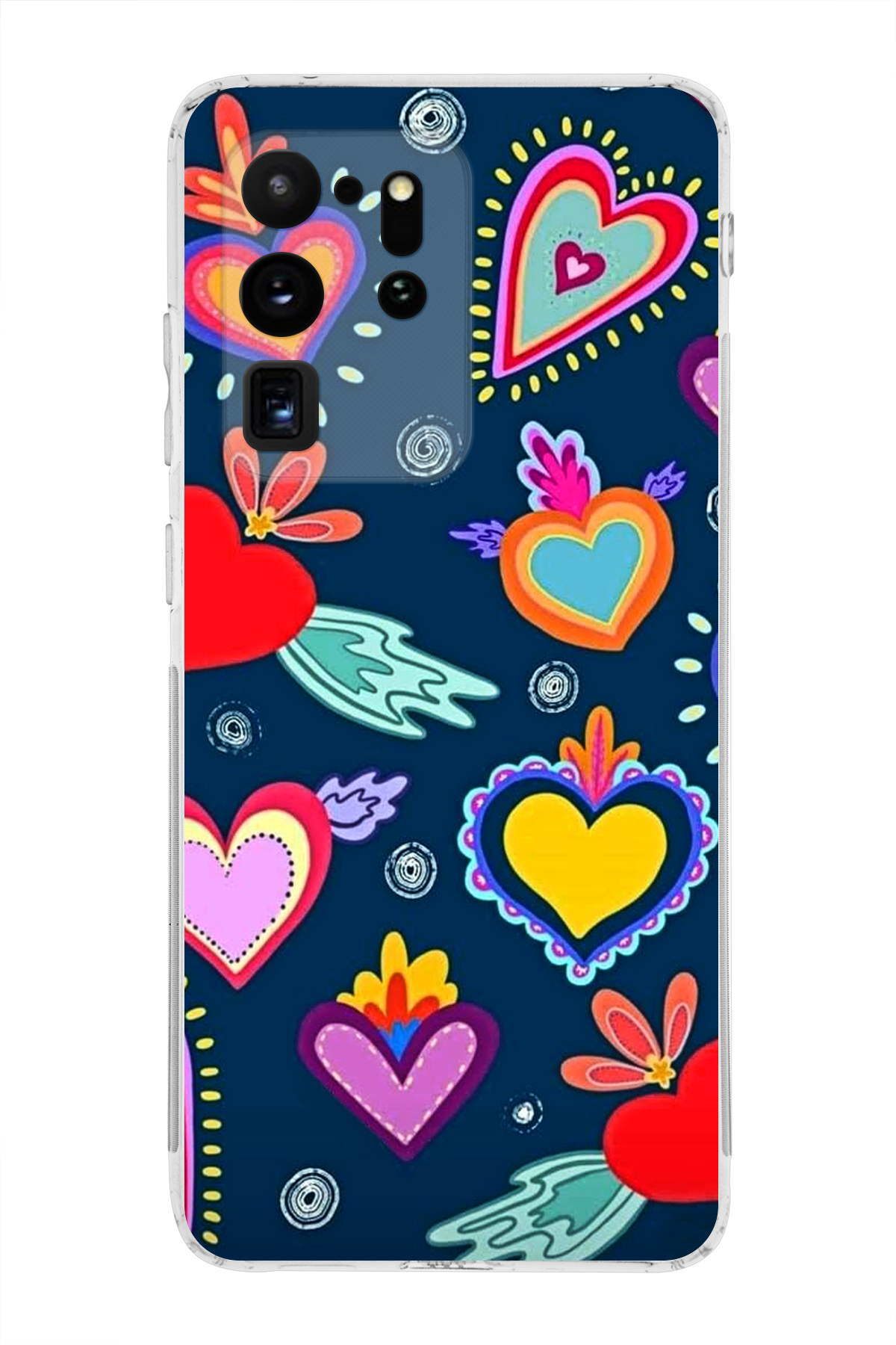 Samsung Galaxy S20 Ultra ile Uyumlu Retro Color 3 Kamera Korumalı Şeffaf Kılıf