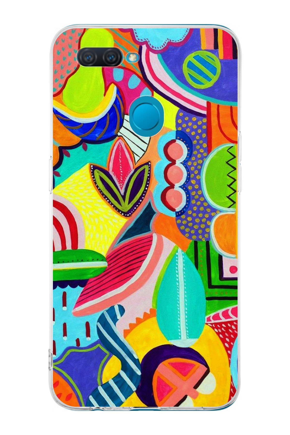 Oppo A5S ile Uyumlu Retro Color 6 Kamera Korumalı Şeffaf Kılıf