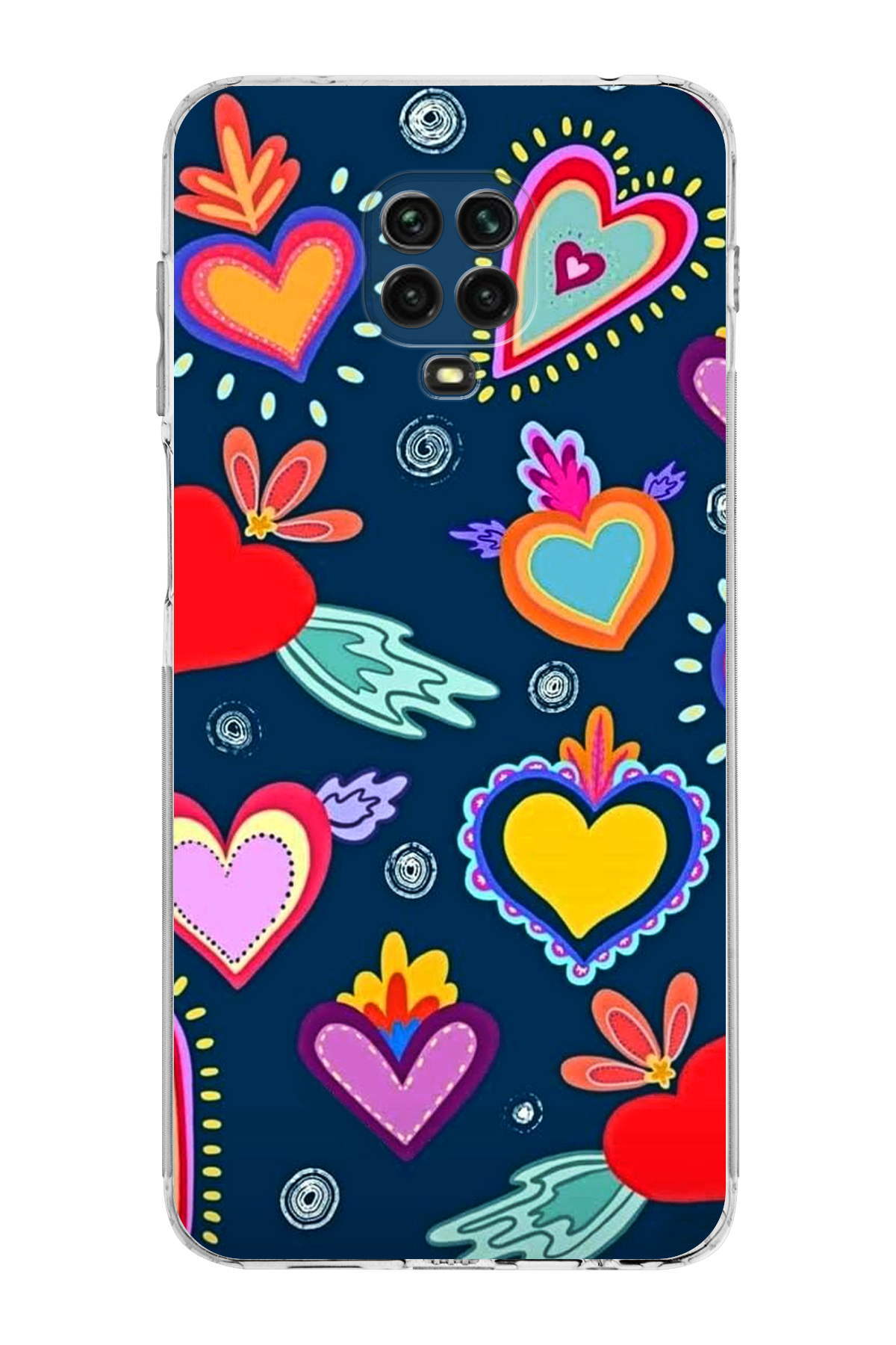 Xiaomi Redmi Note 9 Pro ile Uyumlu Retro Color 3 Kamera Korumalı Şeffaf Kılıf