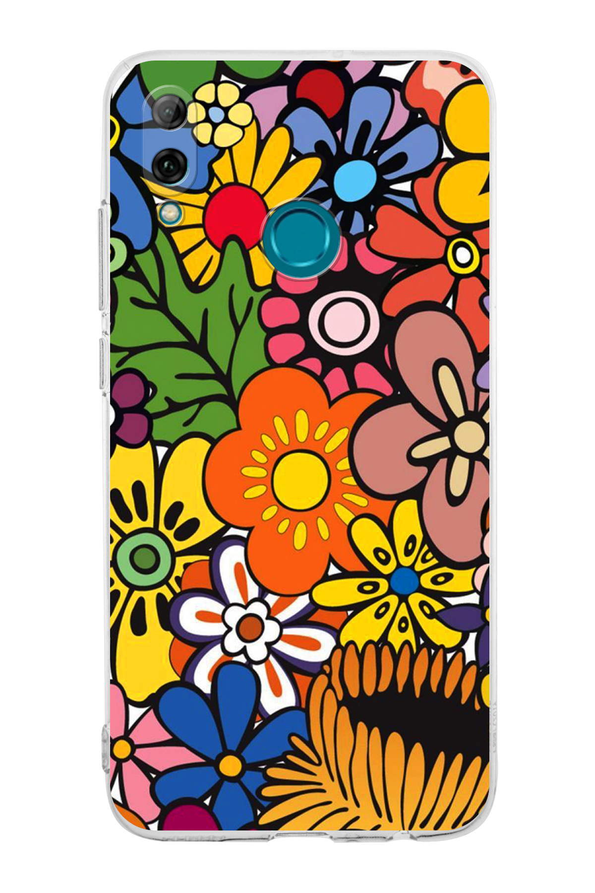 Huawei P Smart 2019 ile Uyumlu Retro Color 2 Kamera Korumalı Şeffaf Kılıf
