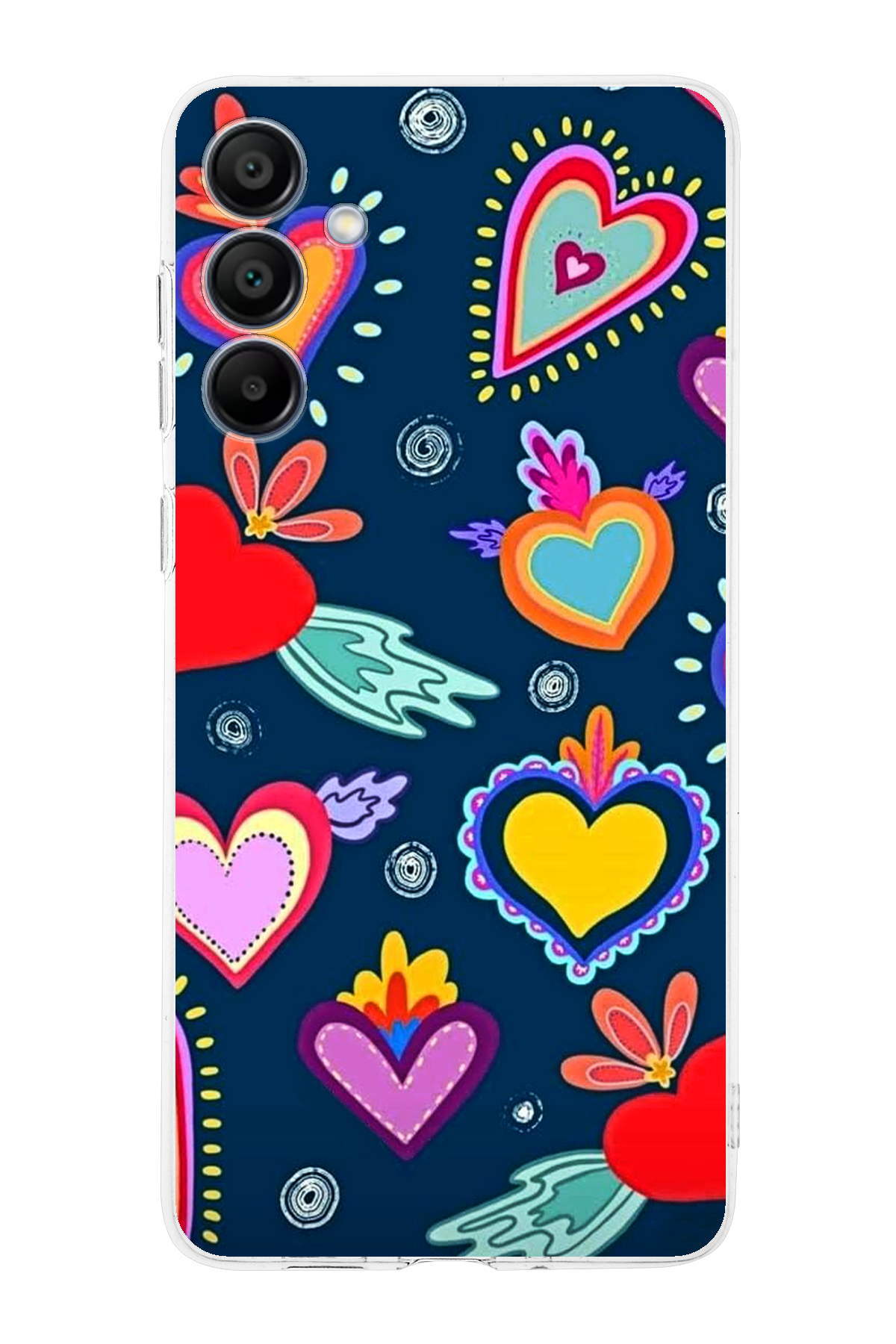 Samsung Galaxy A15 ile Uyumlu Retro Color 3 Kamera Korumalı Şeffaf Kılıf