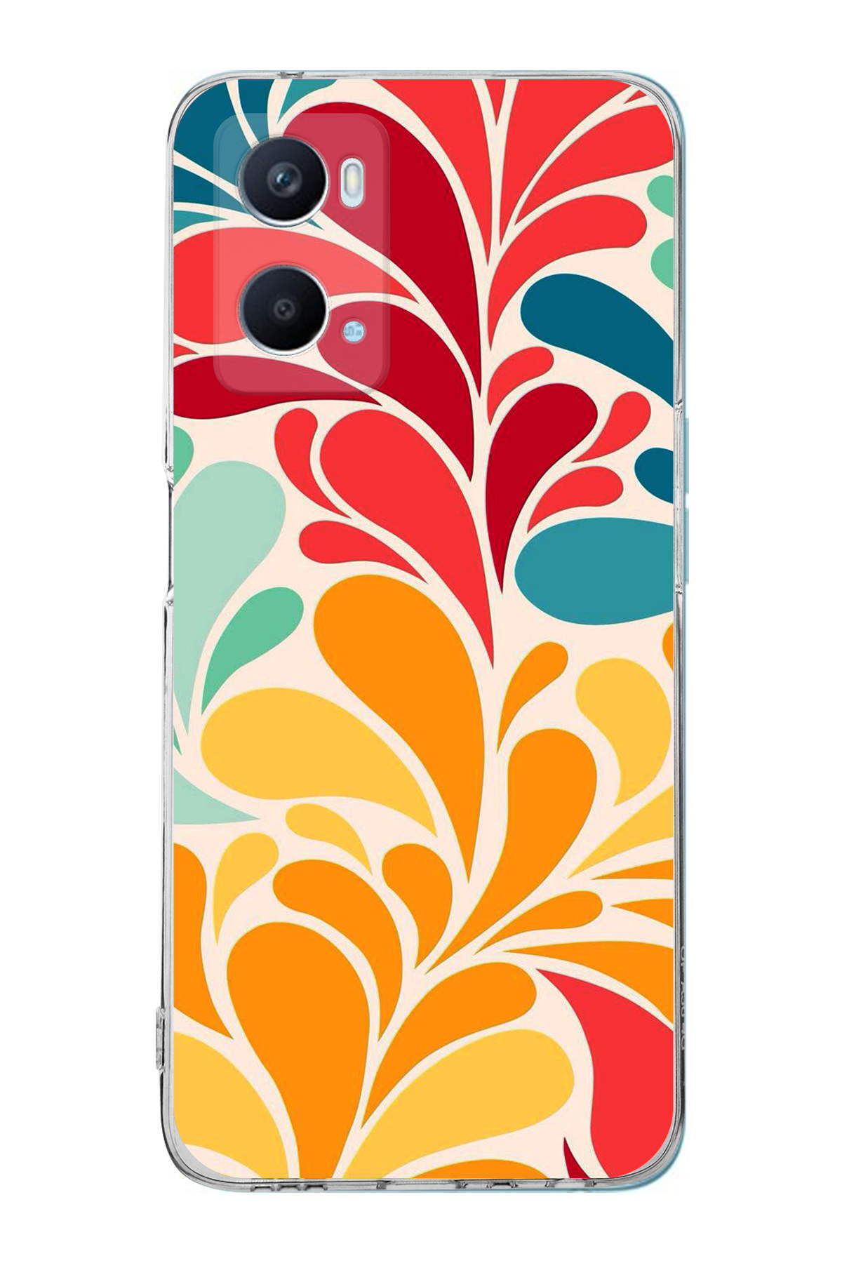 Oppo A96 4G ile Uyumlu Retro Color 5 Kamera Korumalı Şeffaf Kılıf