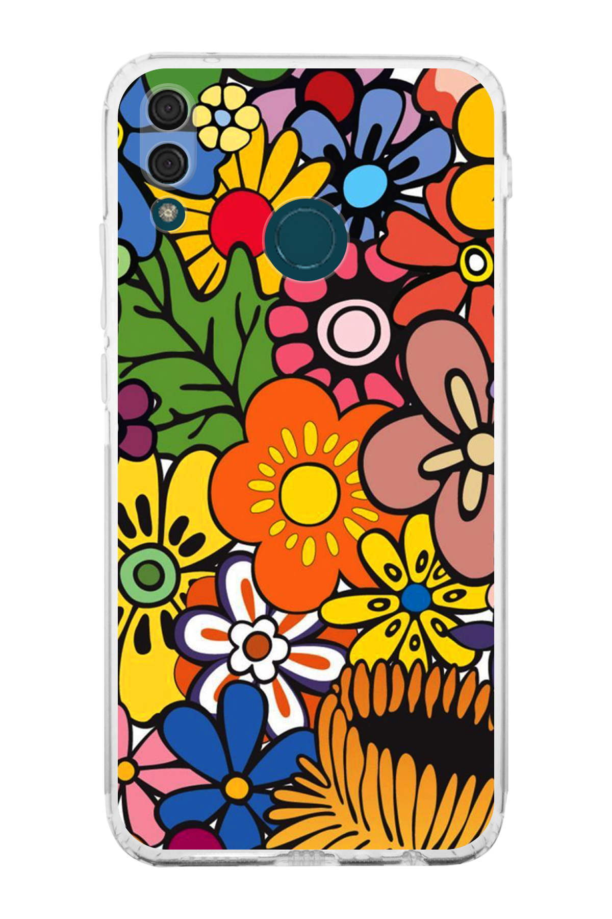 Huawei Y9 2019 ile Uyumlu Retro Color 2 Kamera Korumalı Şeffaf Kılıf