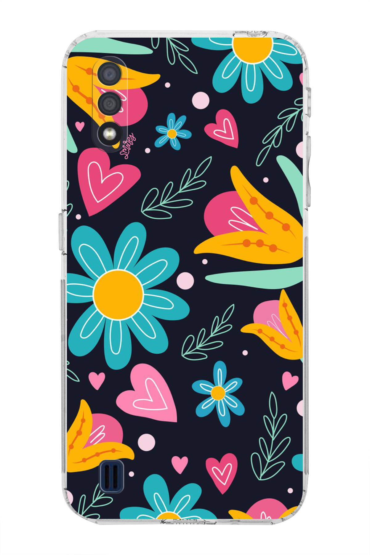 Samsung Galaxy A01 ile Uyumlu Retro Color 1 Kamera Korumalı Şeffaf Kılıf