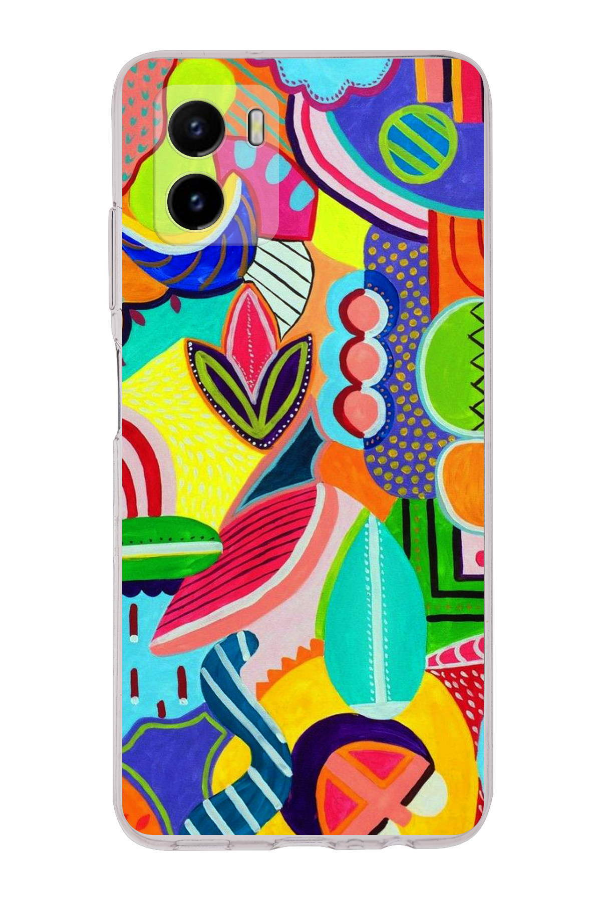 Vivo Y15S ile Uyumlu Retro Color 6 Kamera Korumalı Şeffaf Kılıf