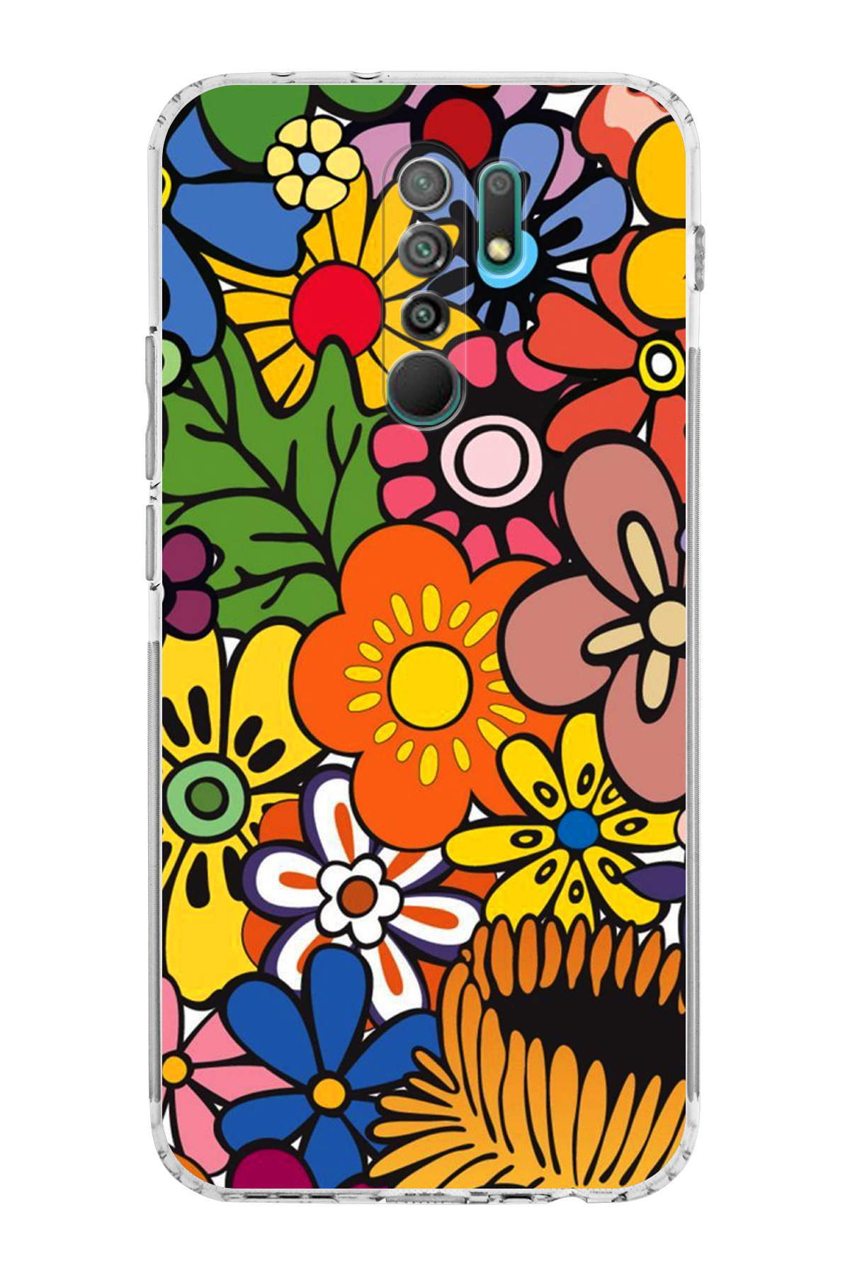 Xiaomi Redmi 9 ile Uyumlu Retro Color 2 Kamera Korumalı Şeffaf Kılıf