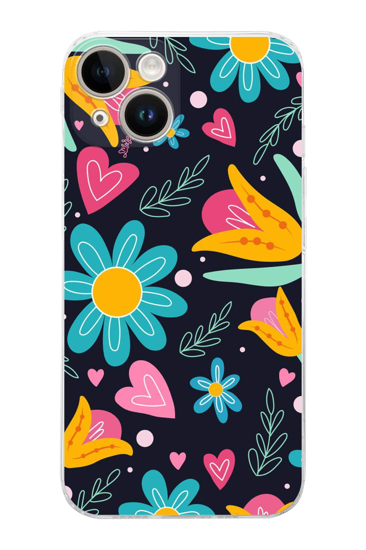 iPhone 14 Plus ile Uyumlu Retro Color 1 Kamera Korumalı Şeffaf Kılıf