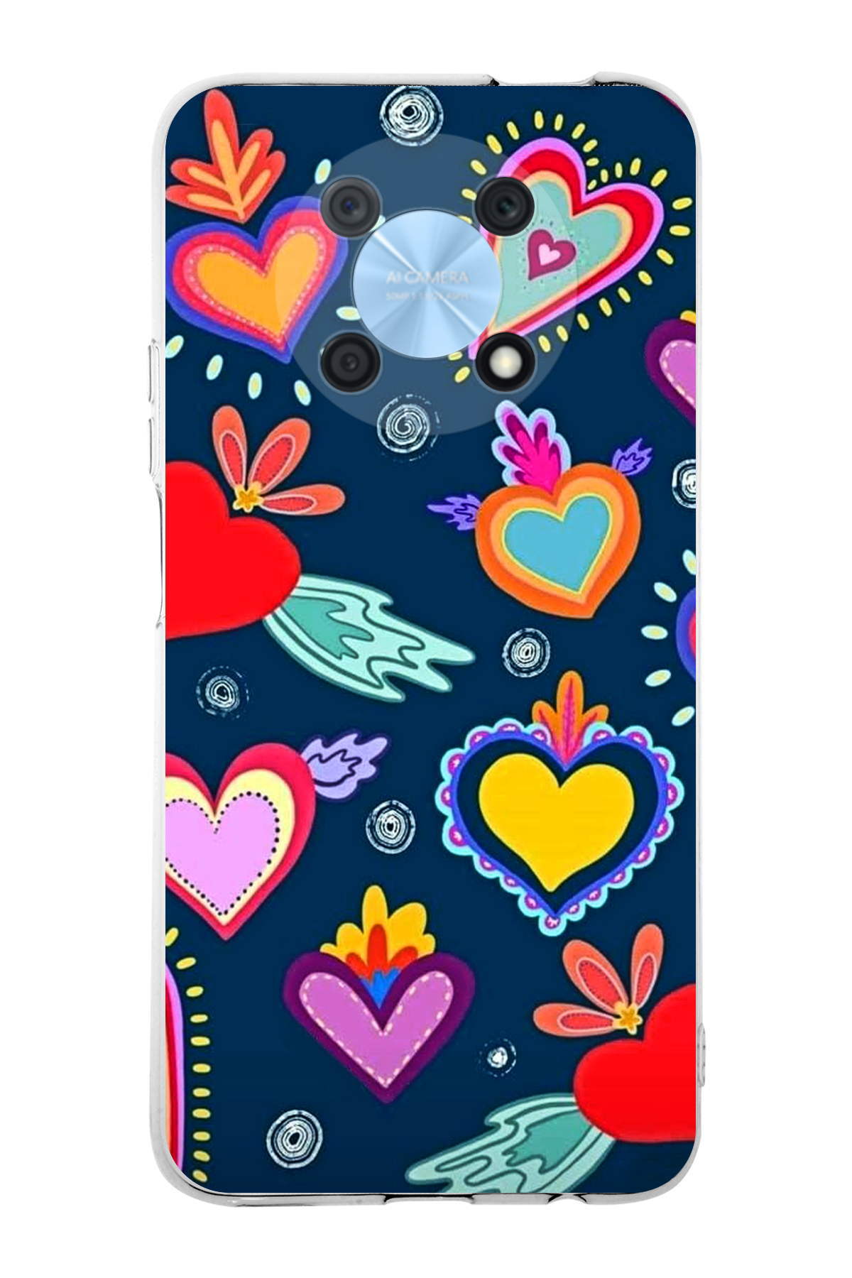 Huawei Nova Y90 ile Uyumlu Retro Color 3 Kamera Korumalı Şeffaf Kılıf