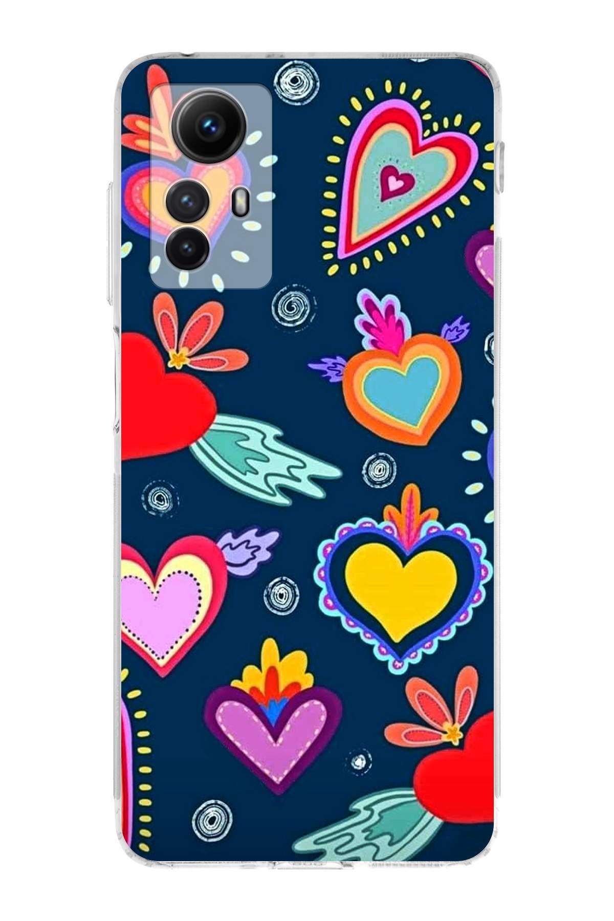 Xiaomi Redmi Note 12S ile Uyumlu Retro Color 3 Kamera Korumalı Şeffaf Kılıf