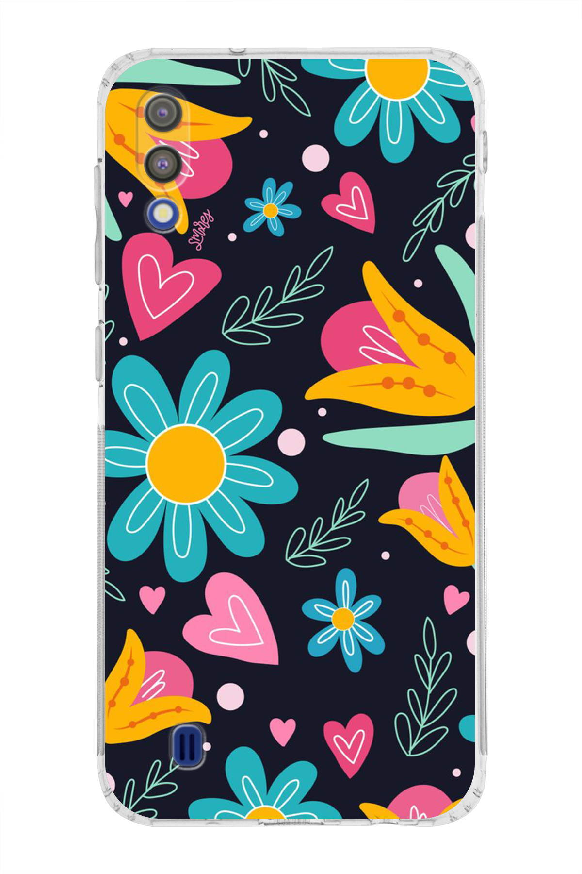 Samsung Galaxy M10 ile Uyumlu Retro Color 1 Kamera Korumalı Şeffaf Kılıf